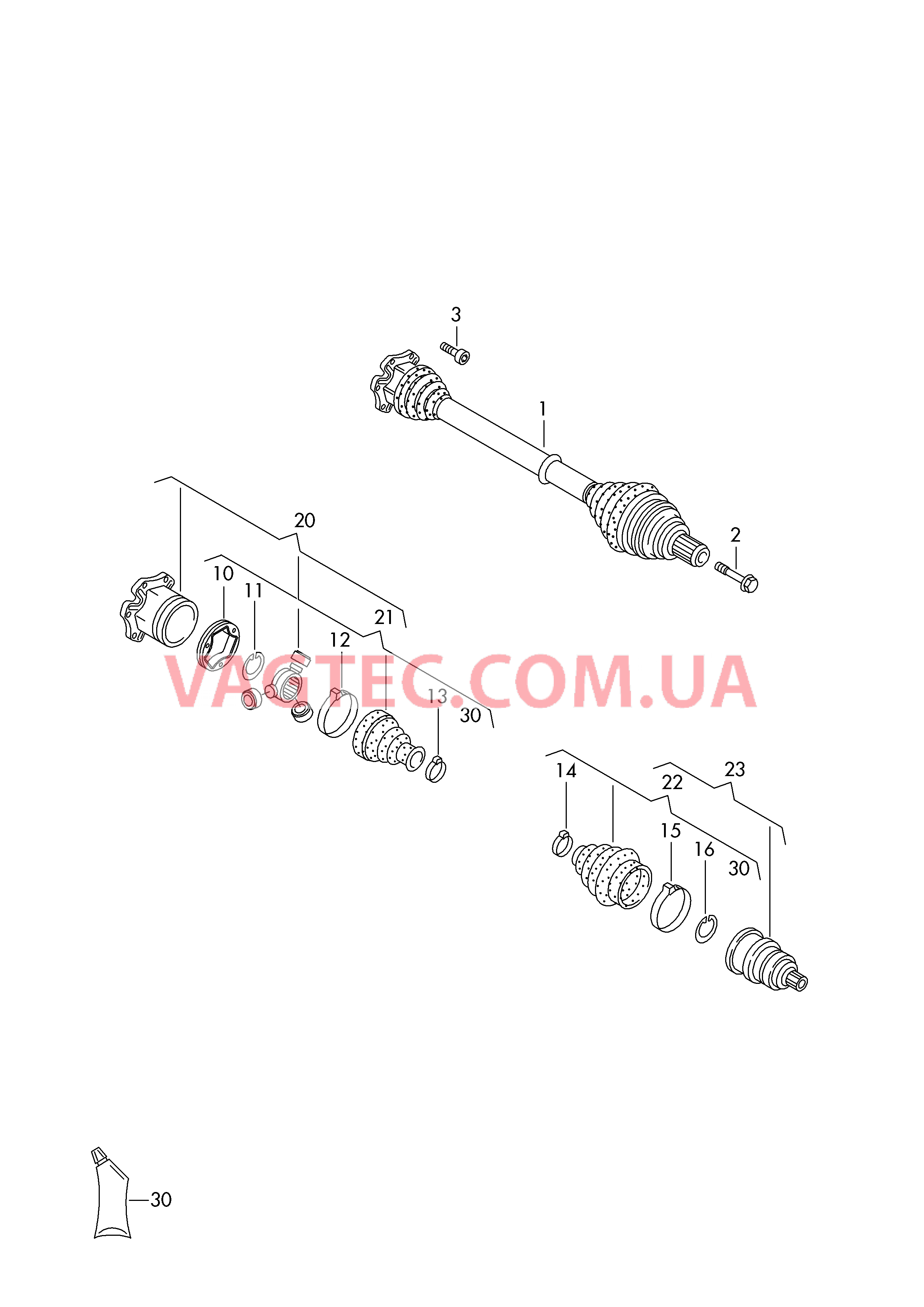 Приводной вал для 6-ступ. КП DSG  для VOLKSWAGEN Passat 2015-2