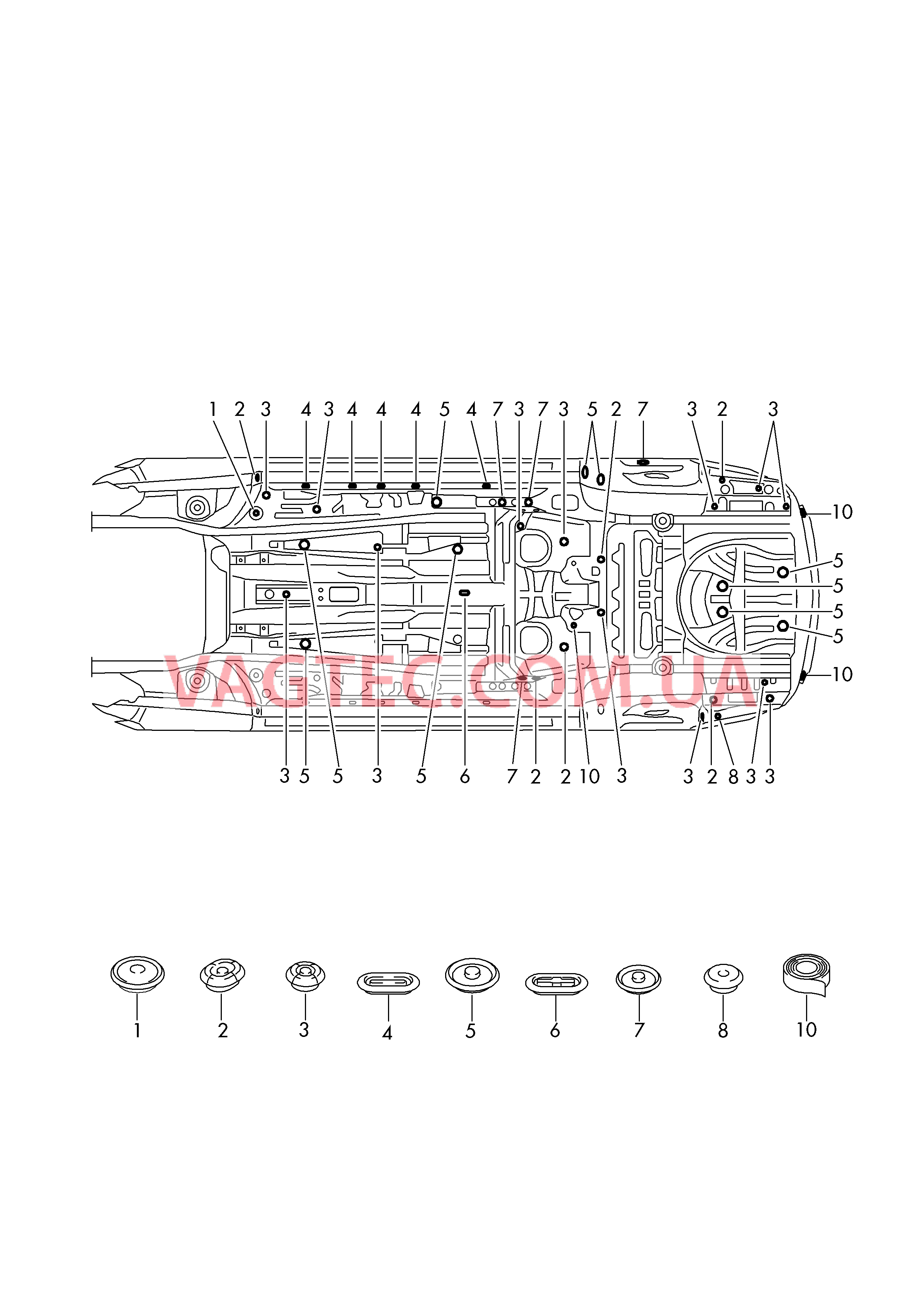 Заглушки для пола  для VOLKSWAGEN Passat 2015-2