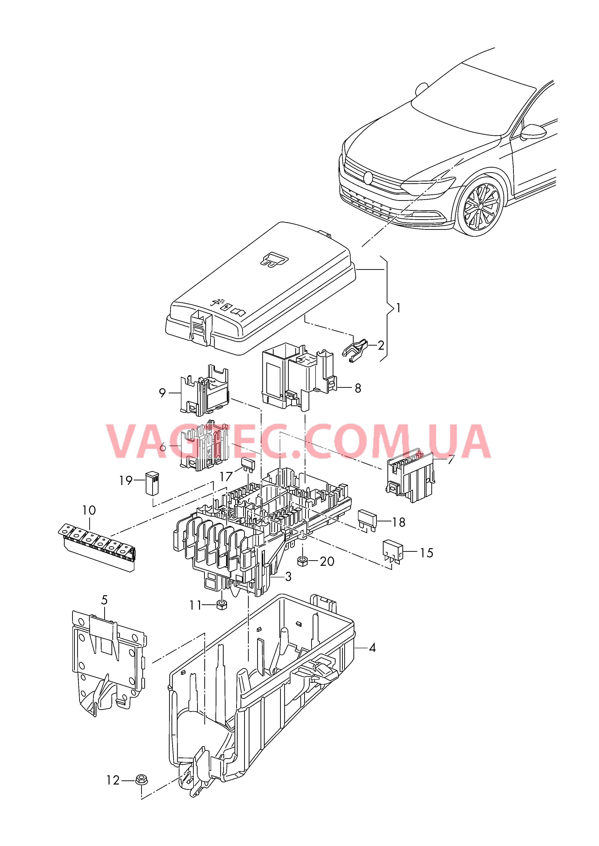 Коммутационный блок моторного отсека  для VOLKSWAGEN Passat 2015-2