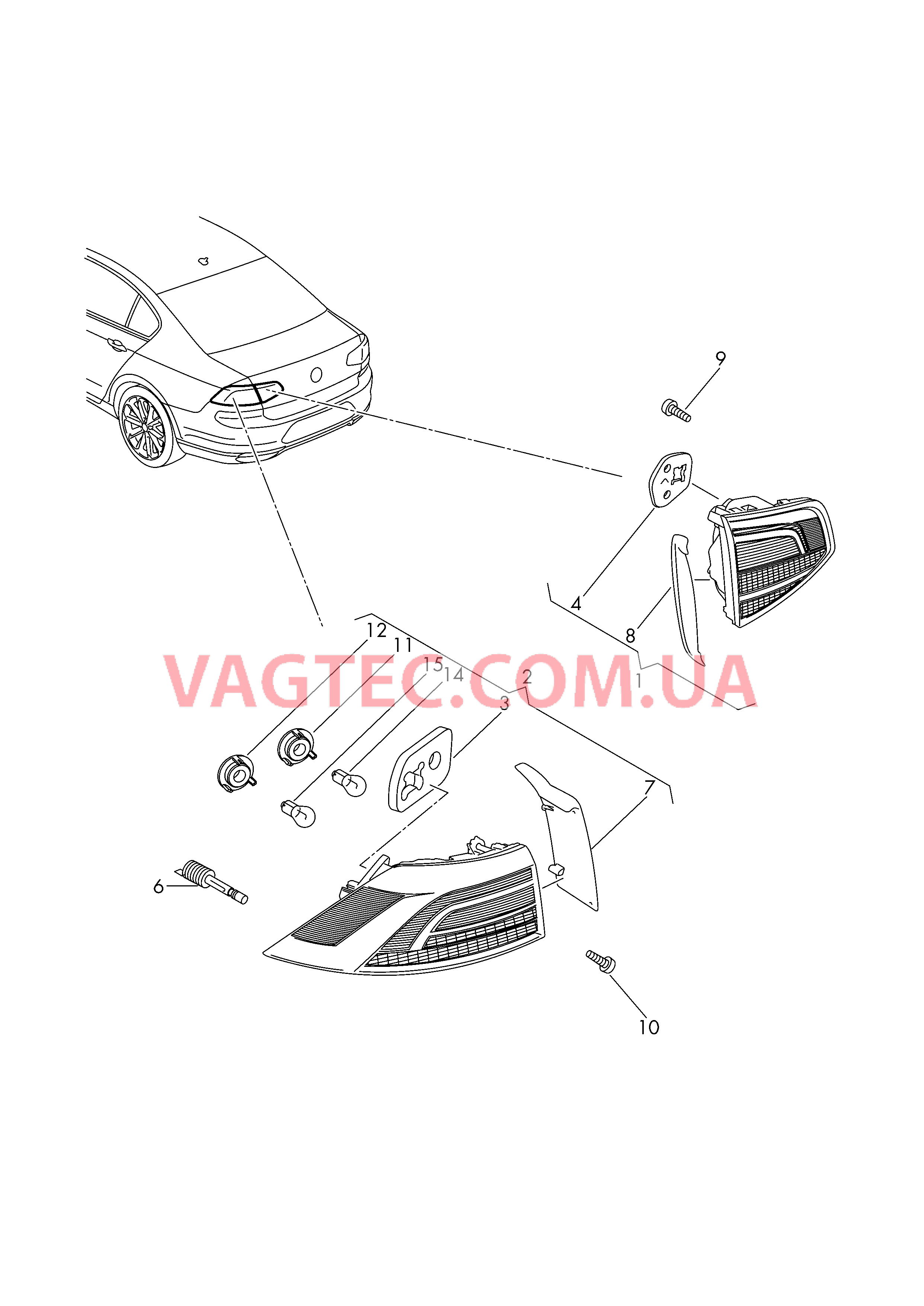 Задн.фонарь с указат.поворота, стоп-сигналом и габаритным огнём, светоотражателем   Задний противотуманный фонарь  для SKODA Superb 2017