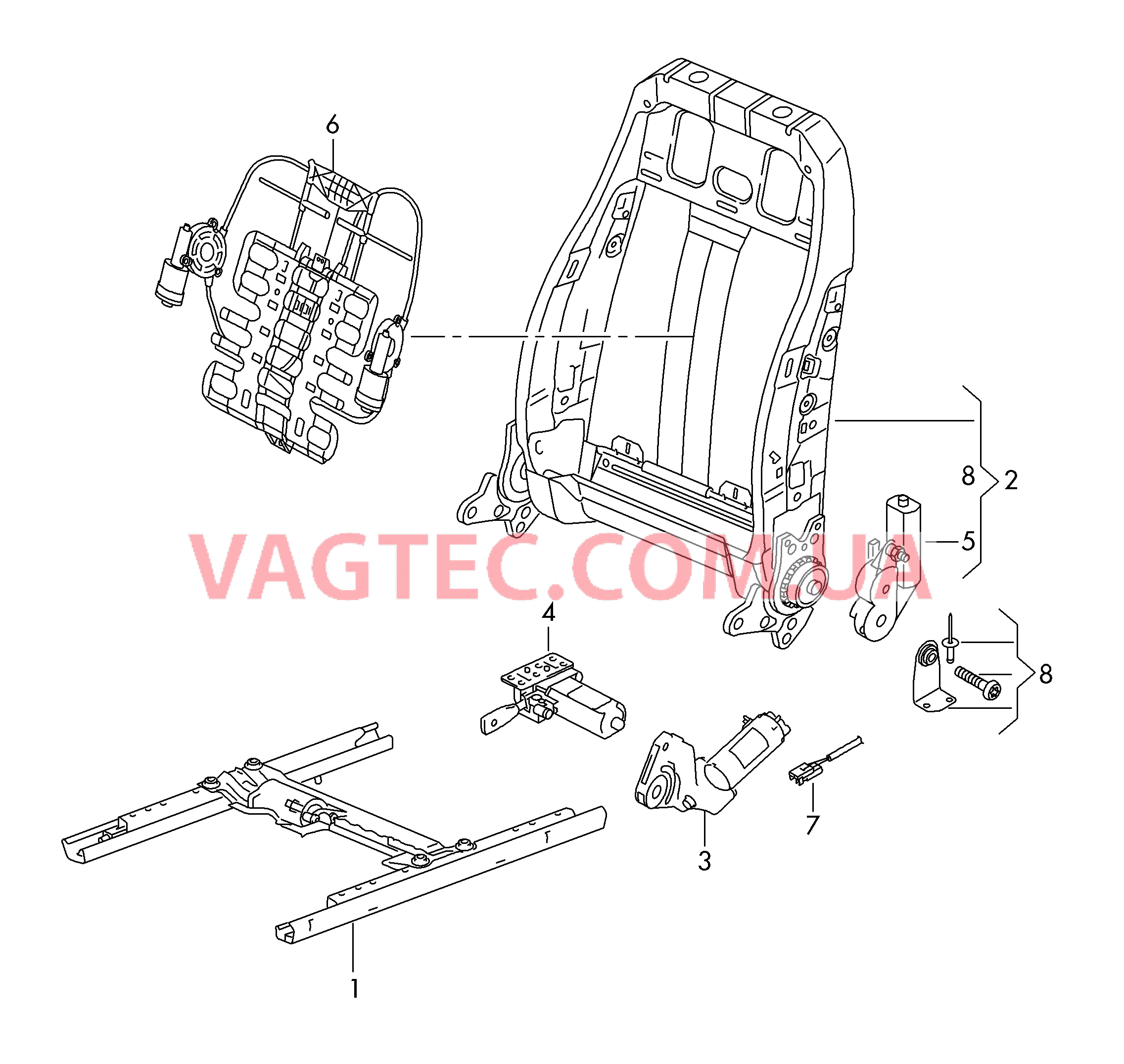 Электрические компоненты регулировки сиденья и спинки  для VOLKSWAGEN Sharan 2017