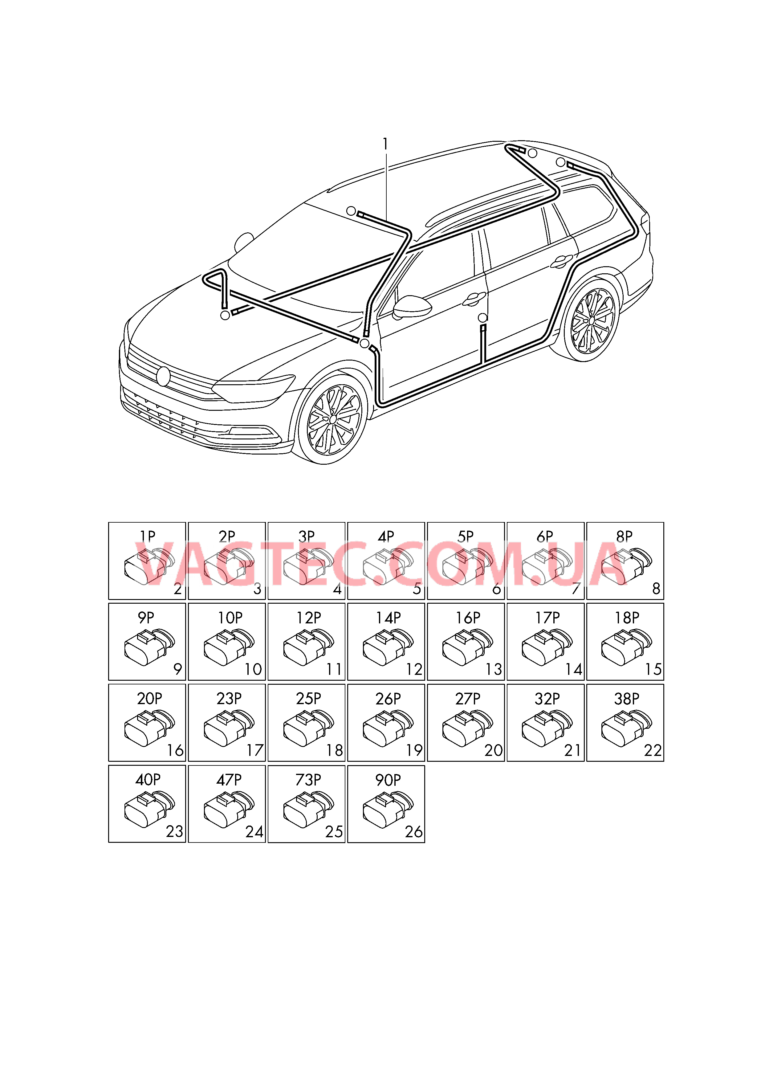 Жгут проводов для салона  TAB.019.358 - L0L TAB.019359 - L0R для SKODA Superb 2019