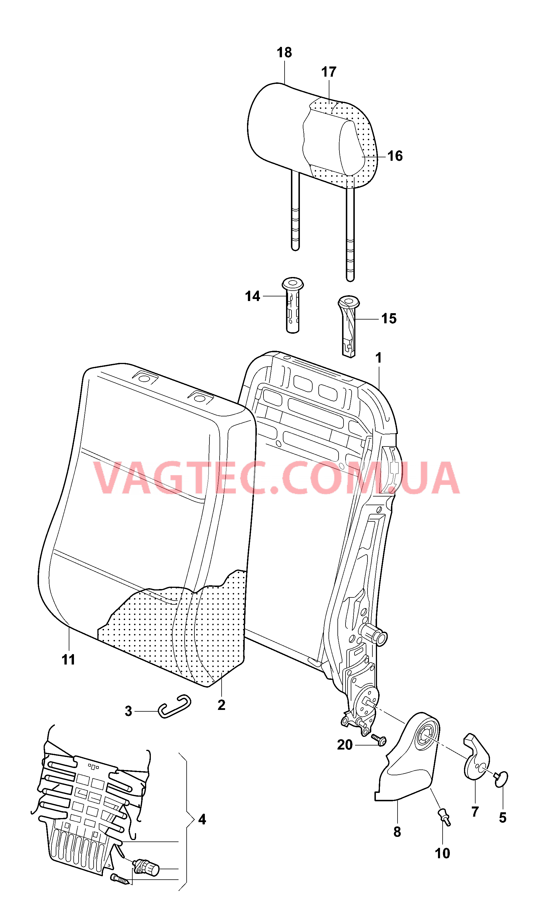 Каркас спинки  для SEAT Toledo 2017