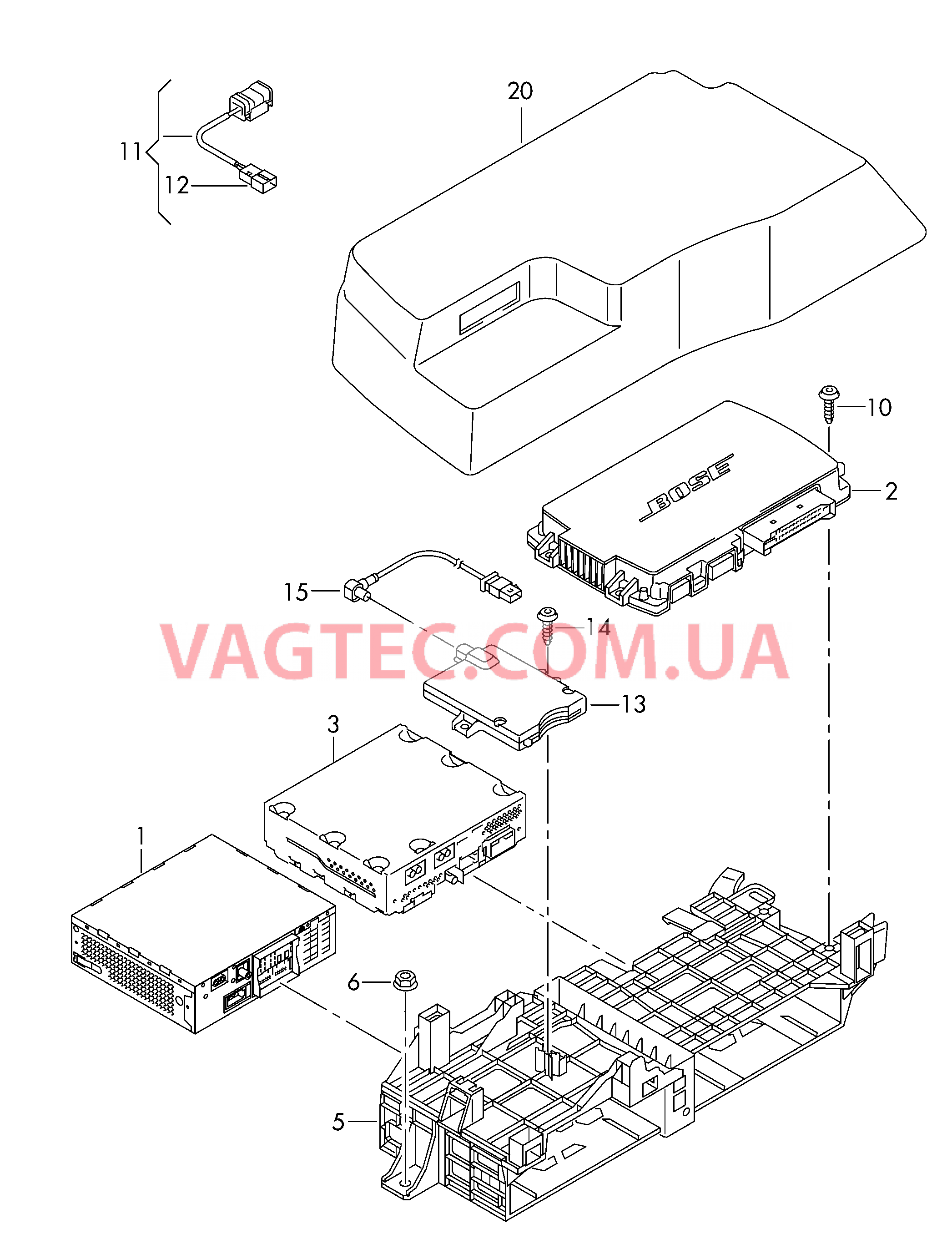 Электрические компоненты для радиоприёма  Усилитель аудиосистемы Электронные компоненты для приёма ТВ  Детали не в сборе  для AUDI A1 2012