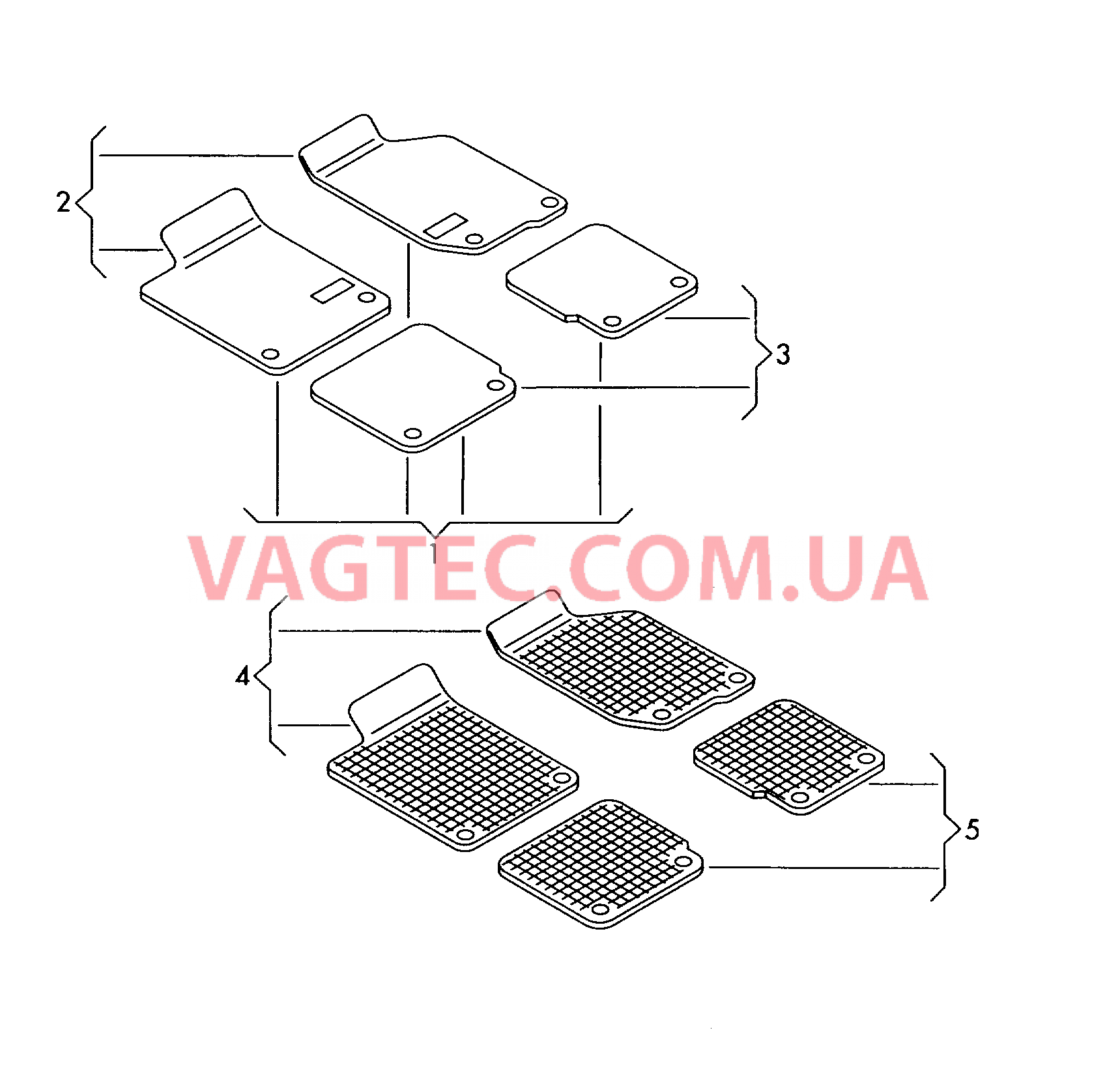 Оригинальные аксессуары 1 к-т ковриков (текстильн.м-л) 1 к-т ковриков (резиновые)  для AUDI Q7 2019