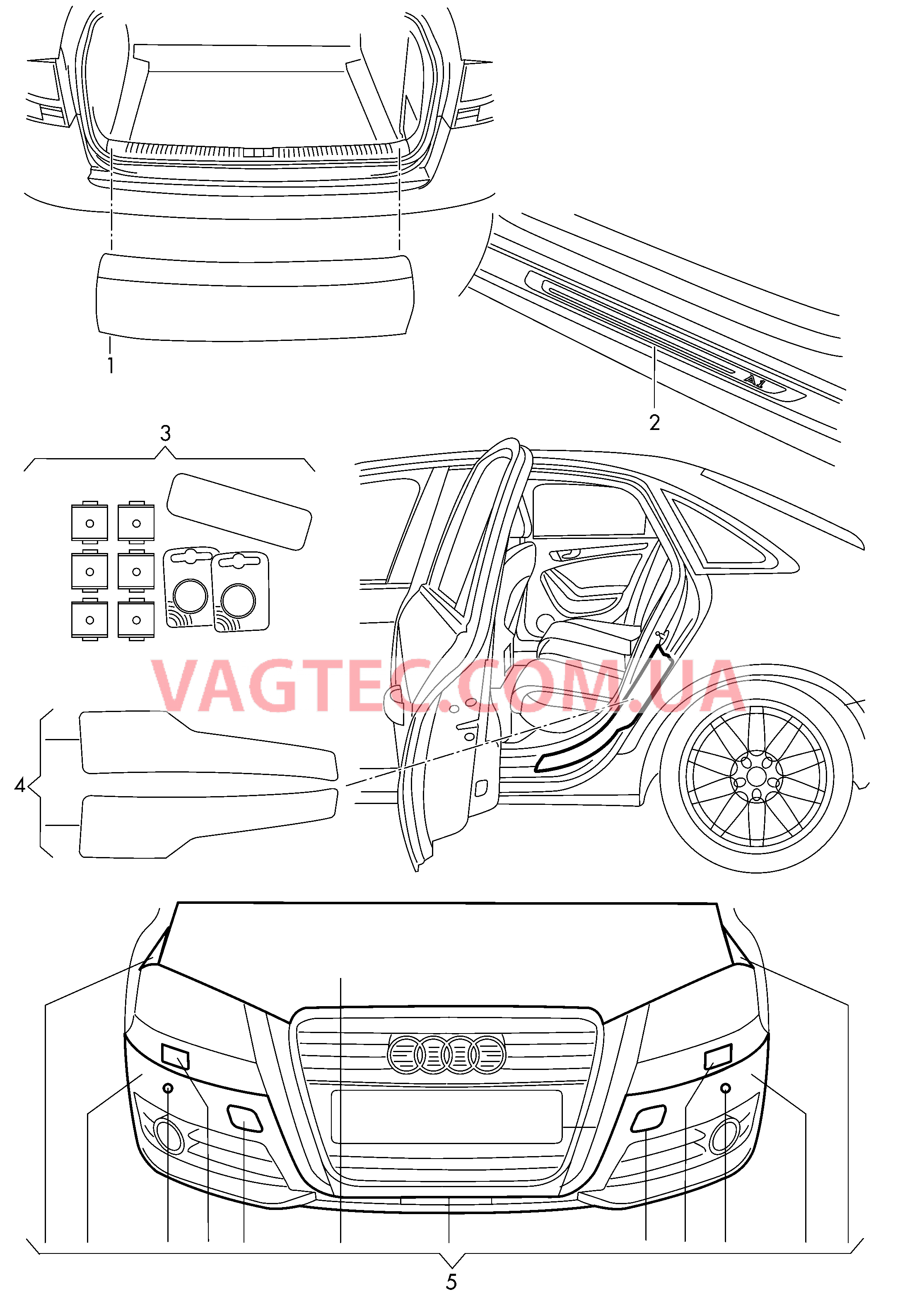 Оригинальные аксессуары AUDI A1  Защита краёв грузового отсека Накладки порогов с подсветкой AUDI A1  Защитная плёнка порога AUDI A1  Пленка для защиты от камней  для AUDI A1 2011
