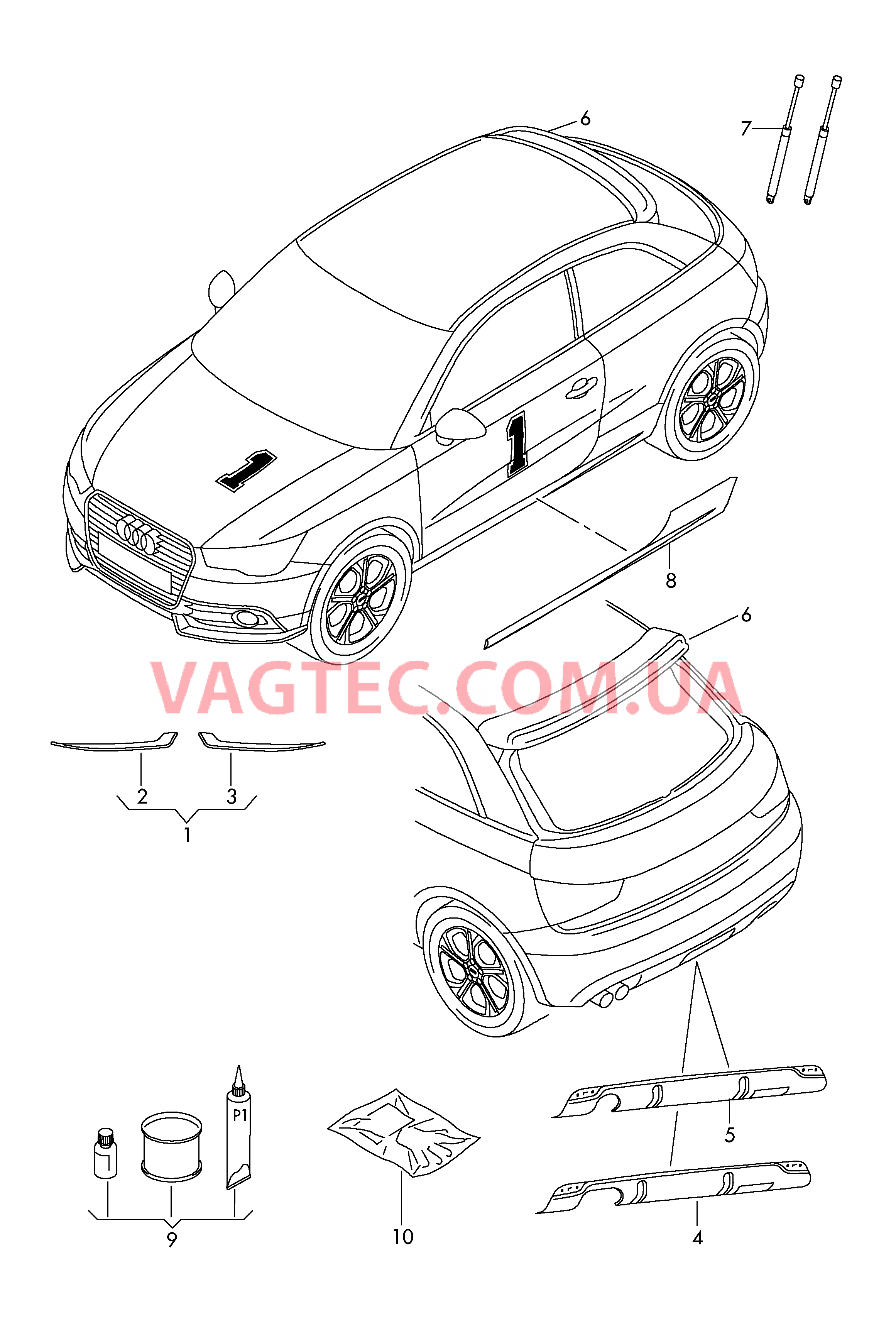 Оригинальные аксессуары Аэродинамический обвес  для AUDI A1 2017