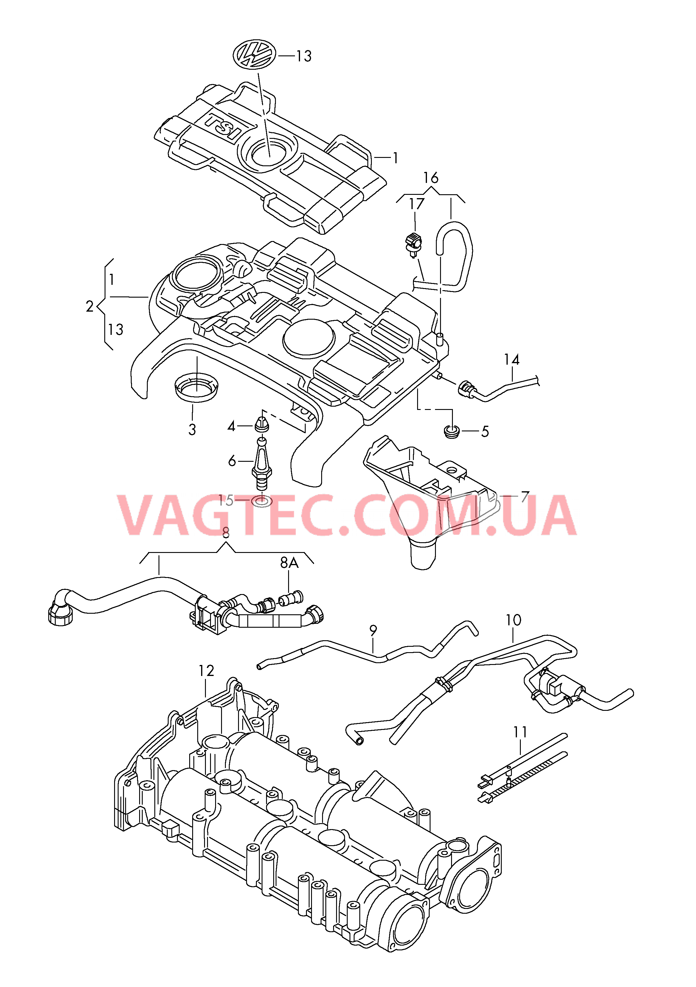 Защита картера двигателя Вентиляция для блока цилиндров  для VOLKSWAGEN Golf.Plus 2009