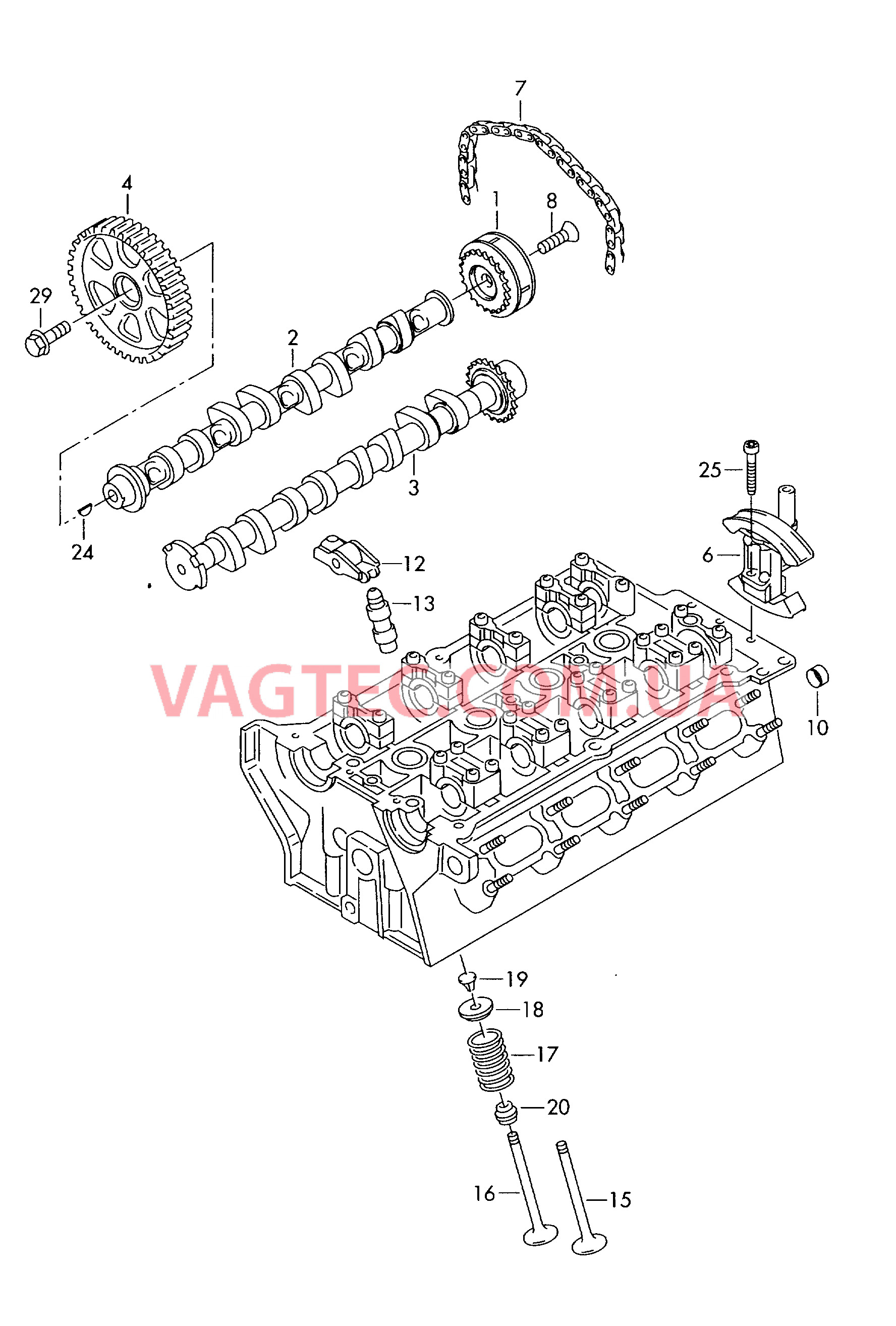 Распределительный вал, клапаны  для AUDI A4 2002