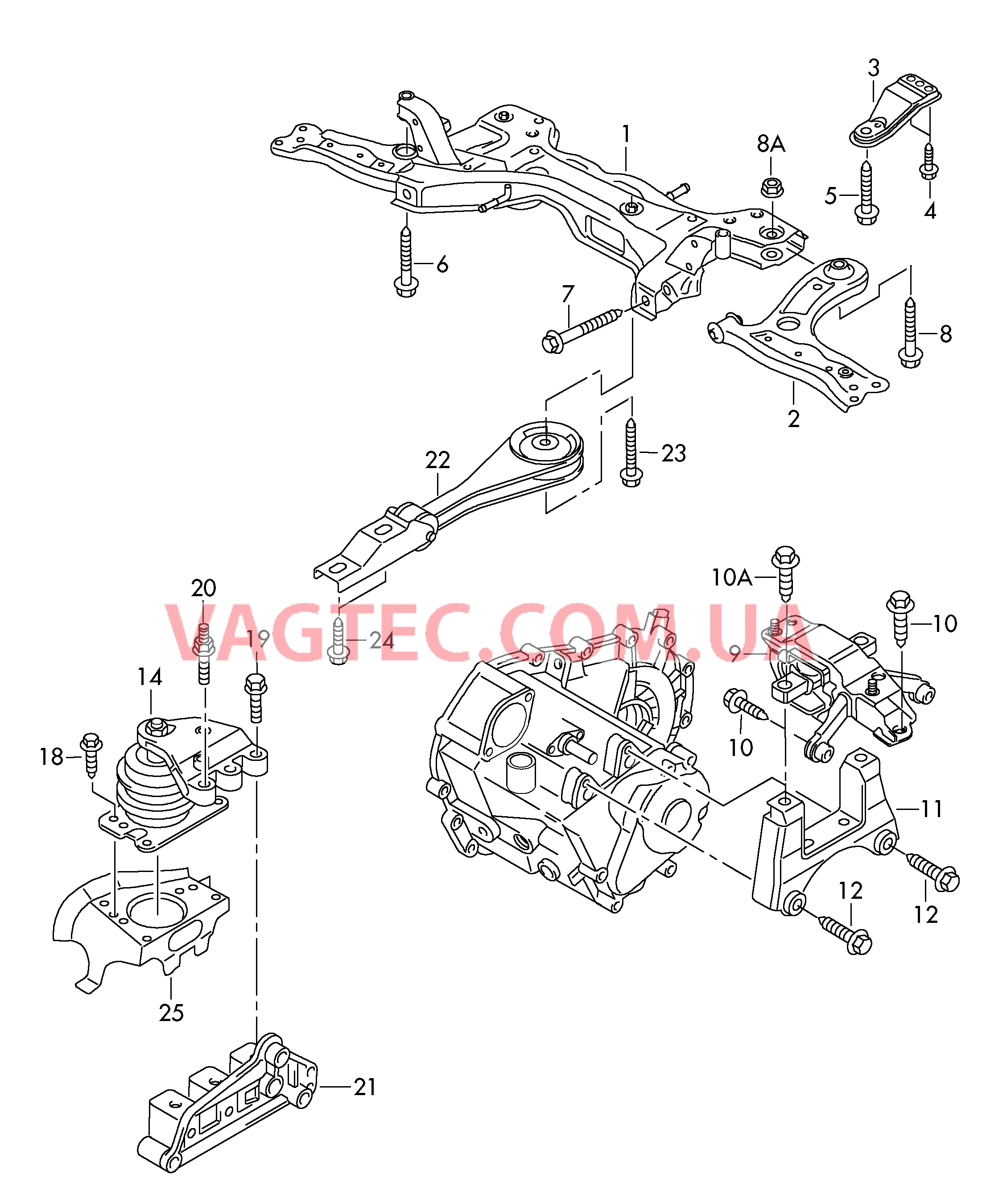 Детали крепления для двигателя и КП  для AUDI A1 2012