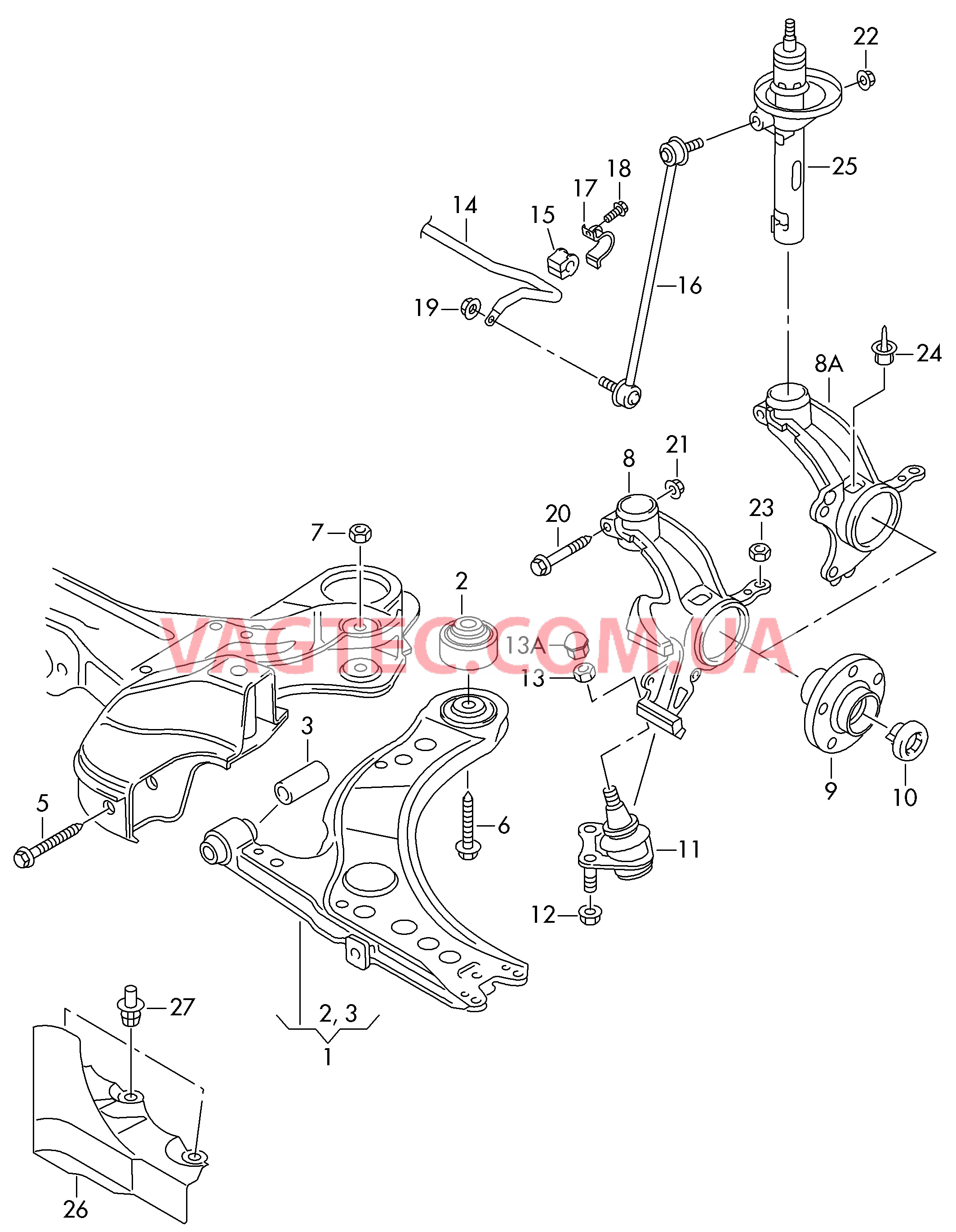 Pычаг подвески, поперечный Поворотный кулак Шаровая опора Стабилизатор  для AUDI A1 2018