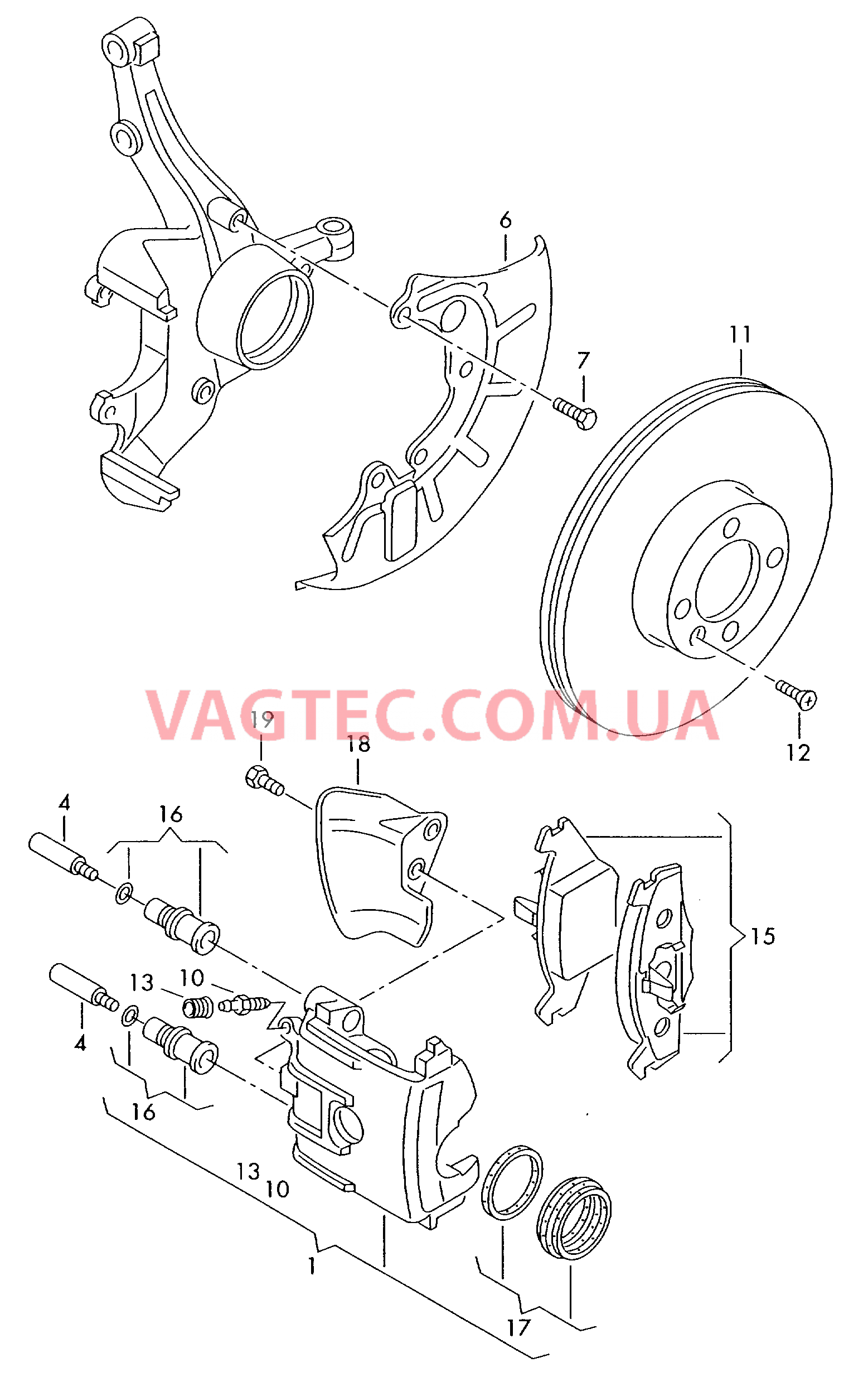 Торм. мех. с плав. суппортом Тормозной диск (вентилир.)  для AUDI A2 2004