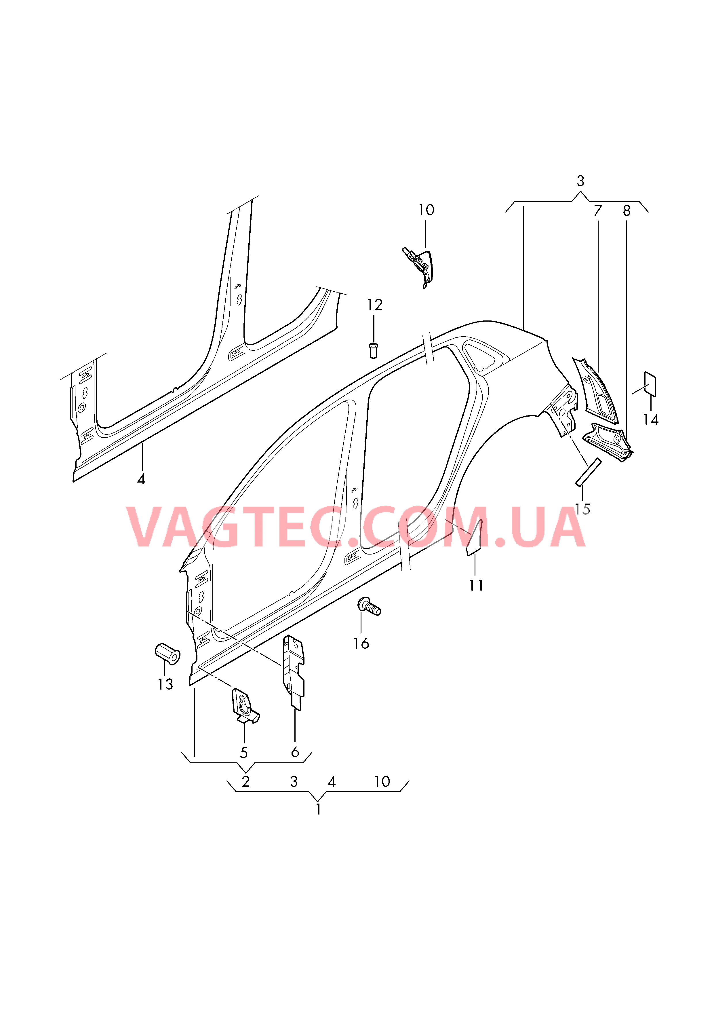 Деталь боковая Отрезная деталь боковина  для AUDI A1 2016