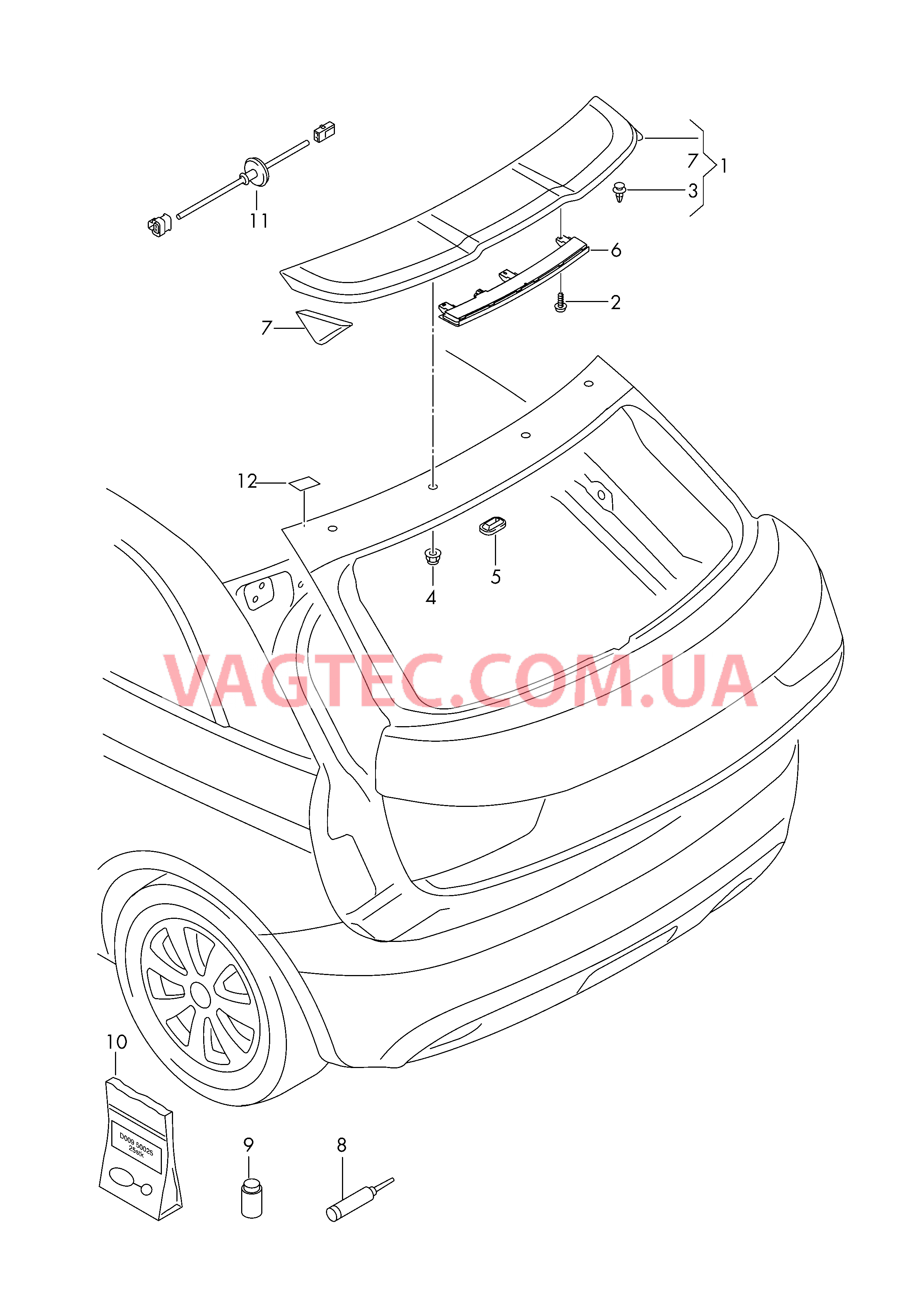 Cпойлер для крышки багажника AUDI A1   для AUDI A1 2011