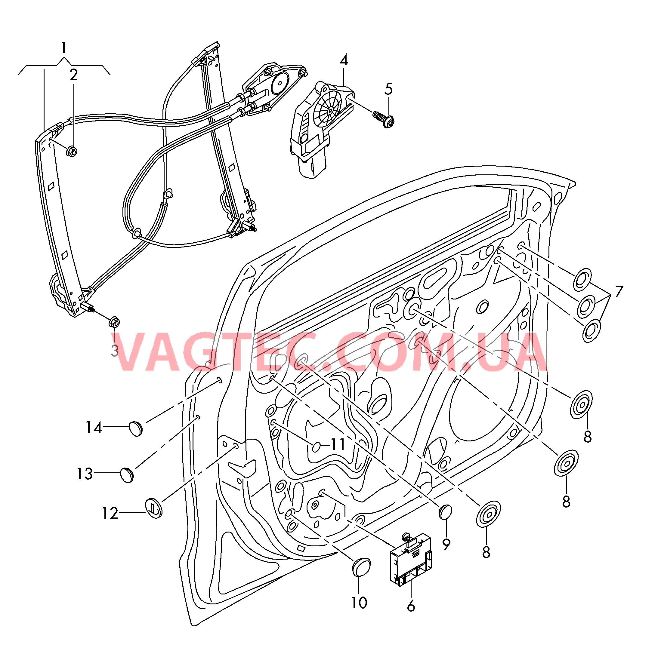 Cтеклоподъемник  для AUDI A1 2014