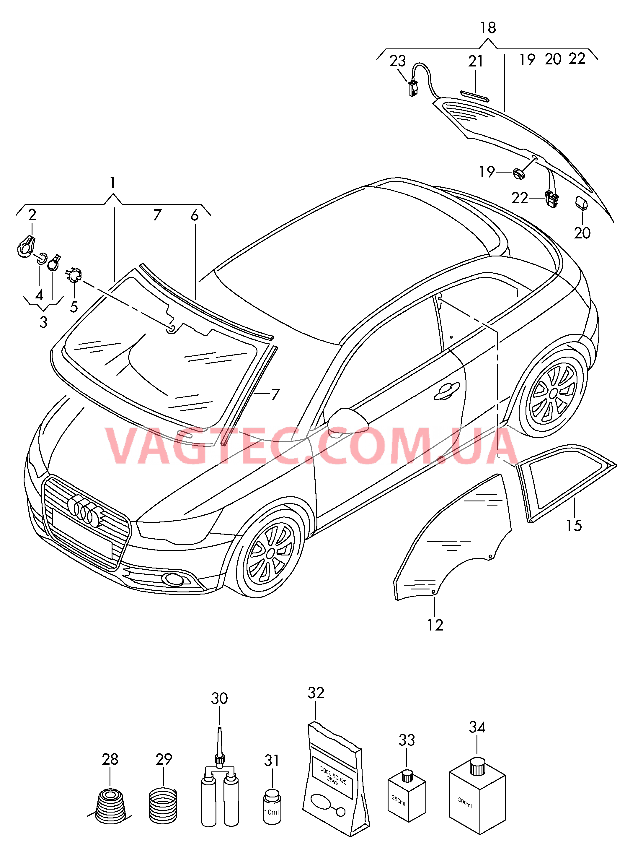 Стёкла  для AUDI A1 2014