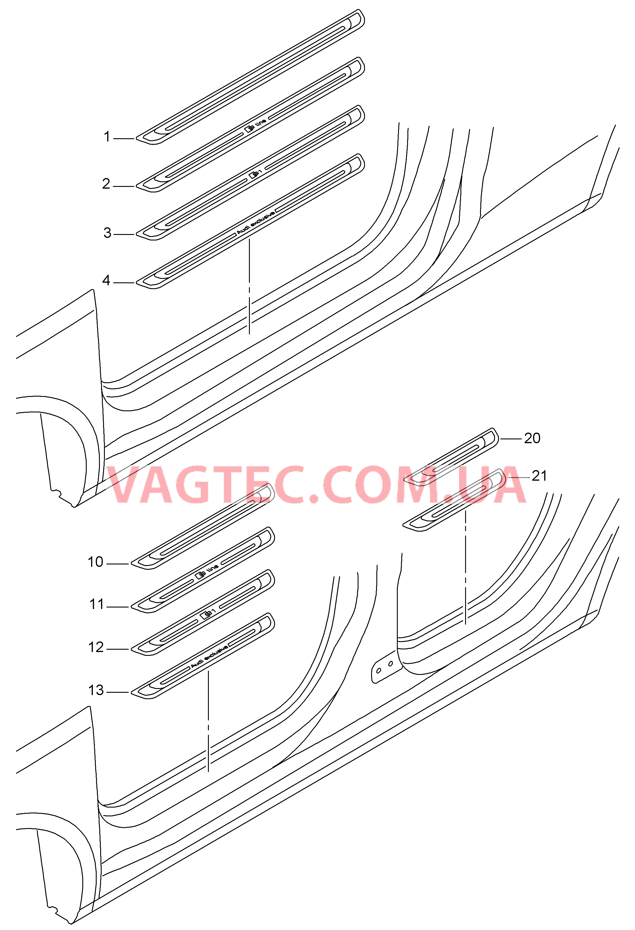 Накладка порога  для AUDI A1 2013