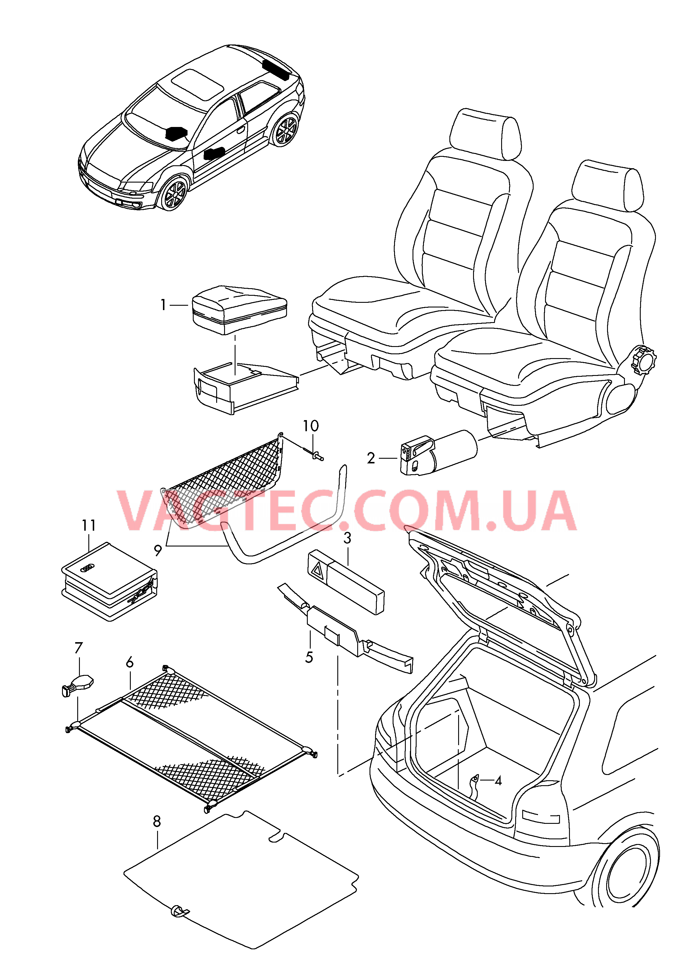 Аптечка в сумке Знак аварийной остановки Сетка Сетка для багажа  для AUDI A1 2013