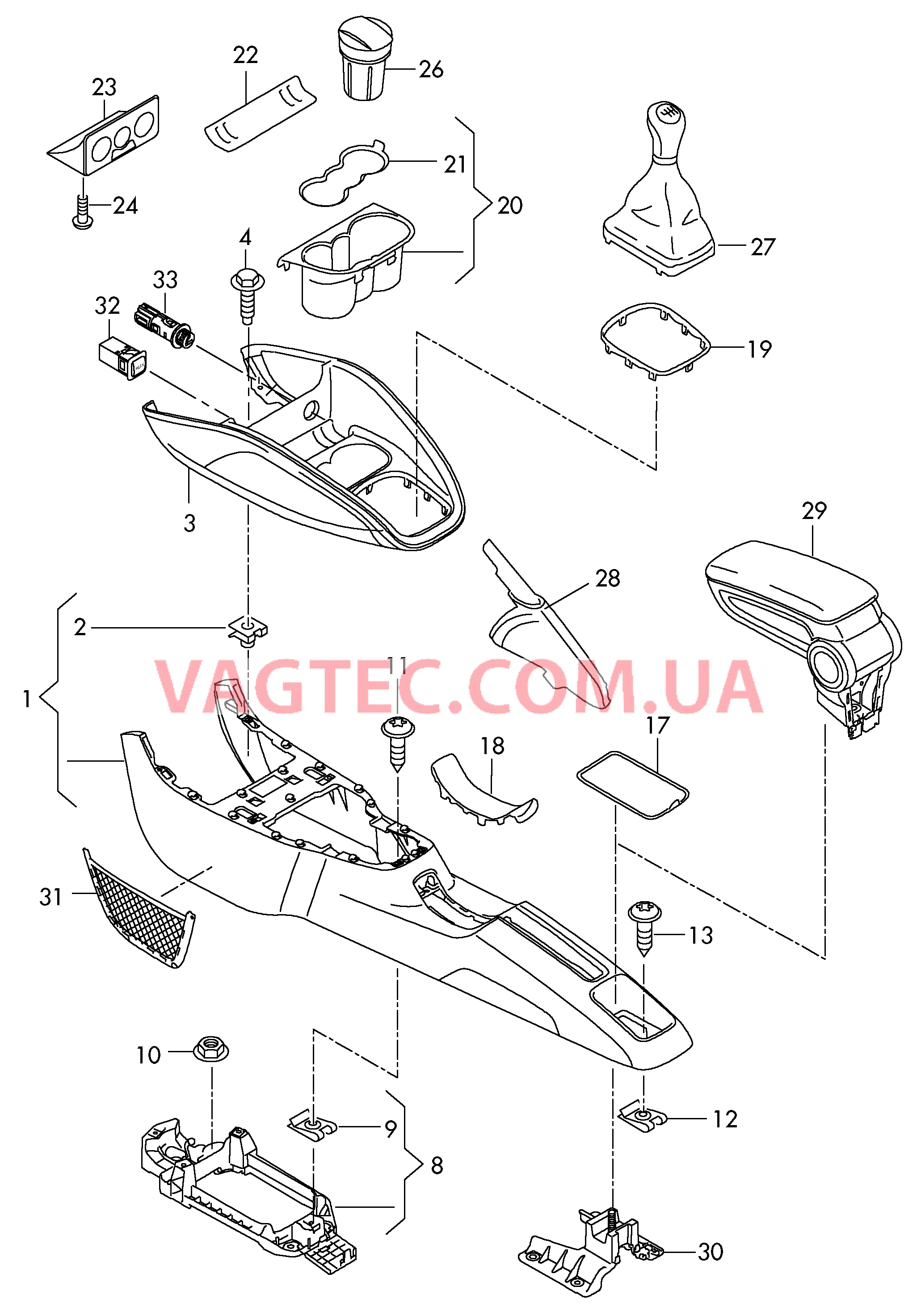 Центральная консоль  для AUDI A1 2013