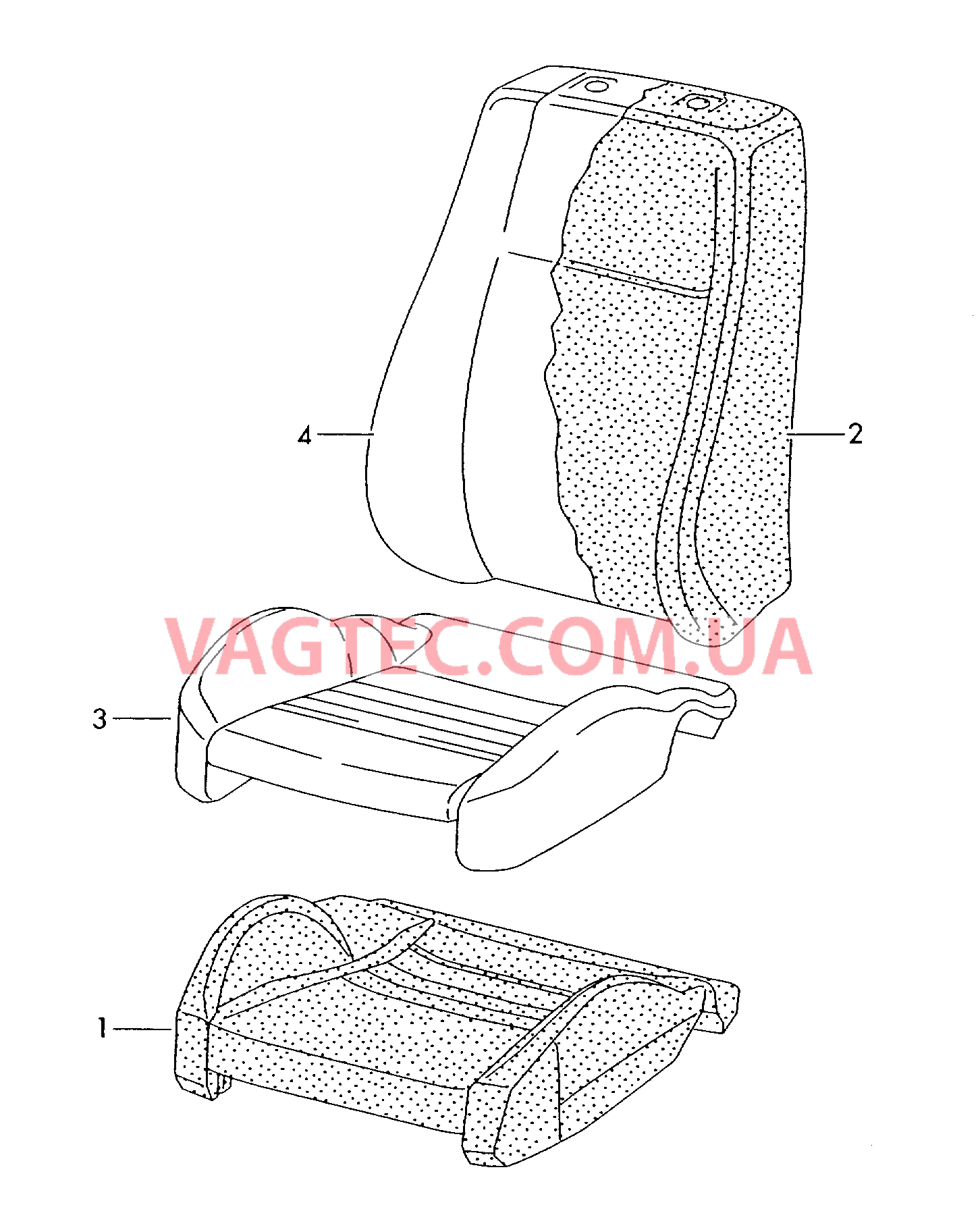 Подушка сиденья Набивка спинки Обивка подушки и спинки сиден. для а/м с 3 поперечными швами на поверхности сиденья F 8Р-7-223 451>>* для AUDI A3 2004