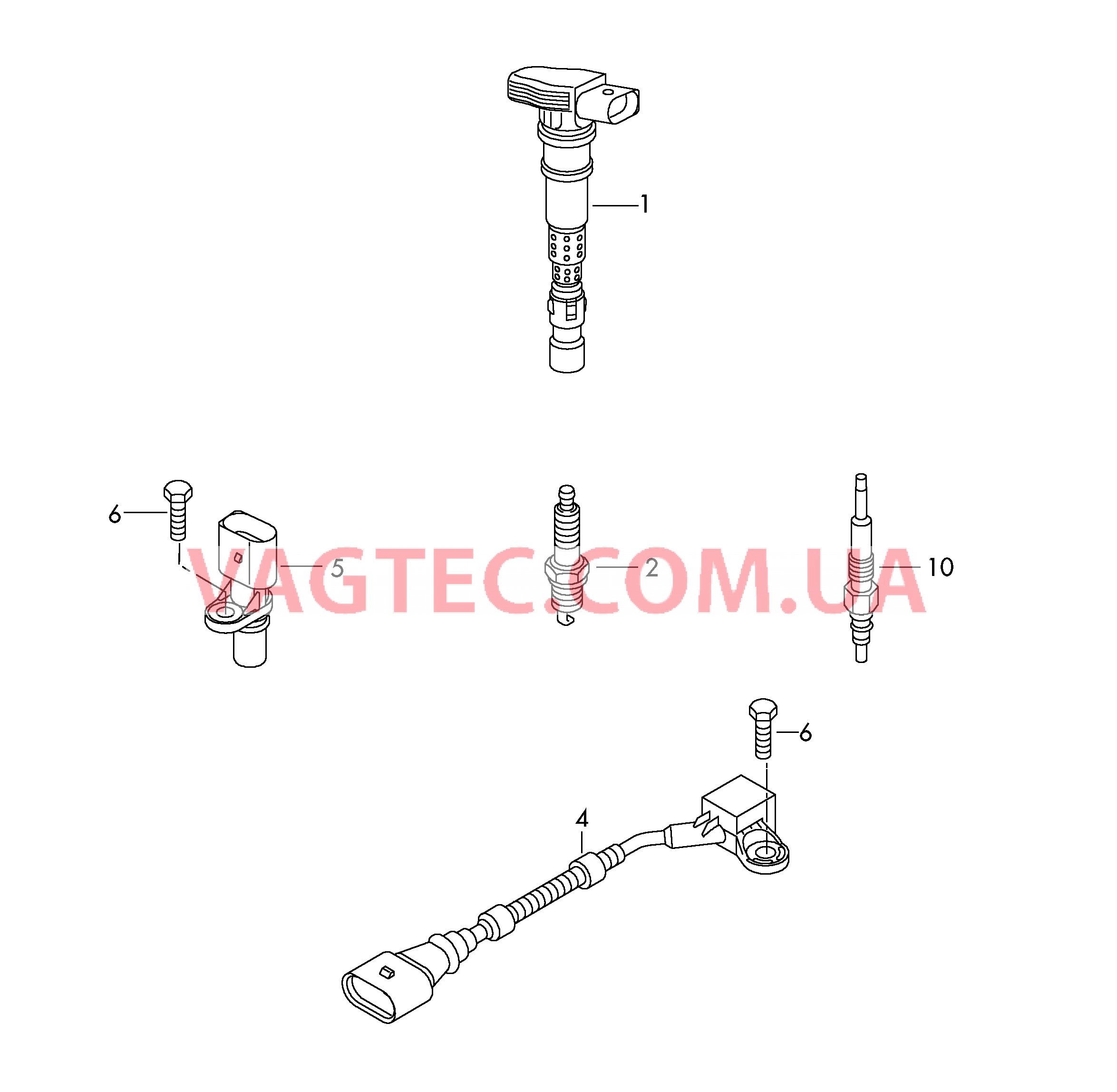 Катушка зажигания Cвеча зажигания Датчик импульсов Вал распределительный Cвеча накаливания  для AUDI A4Q 2010