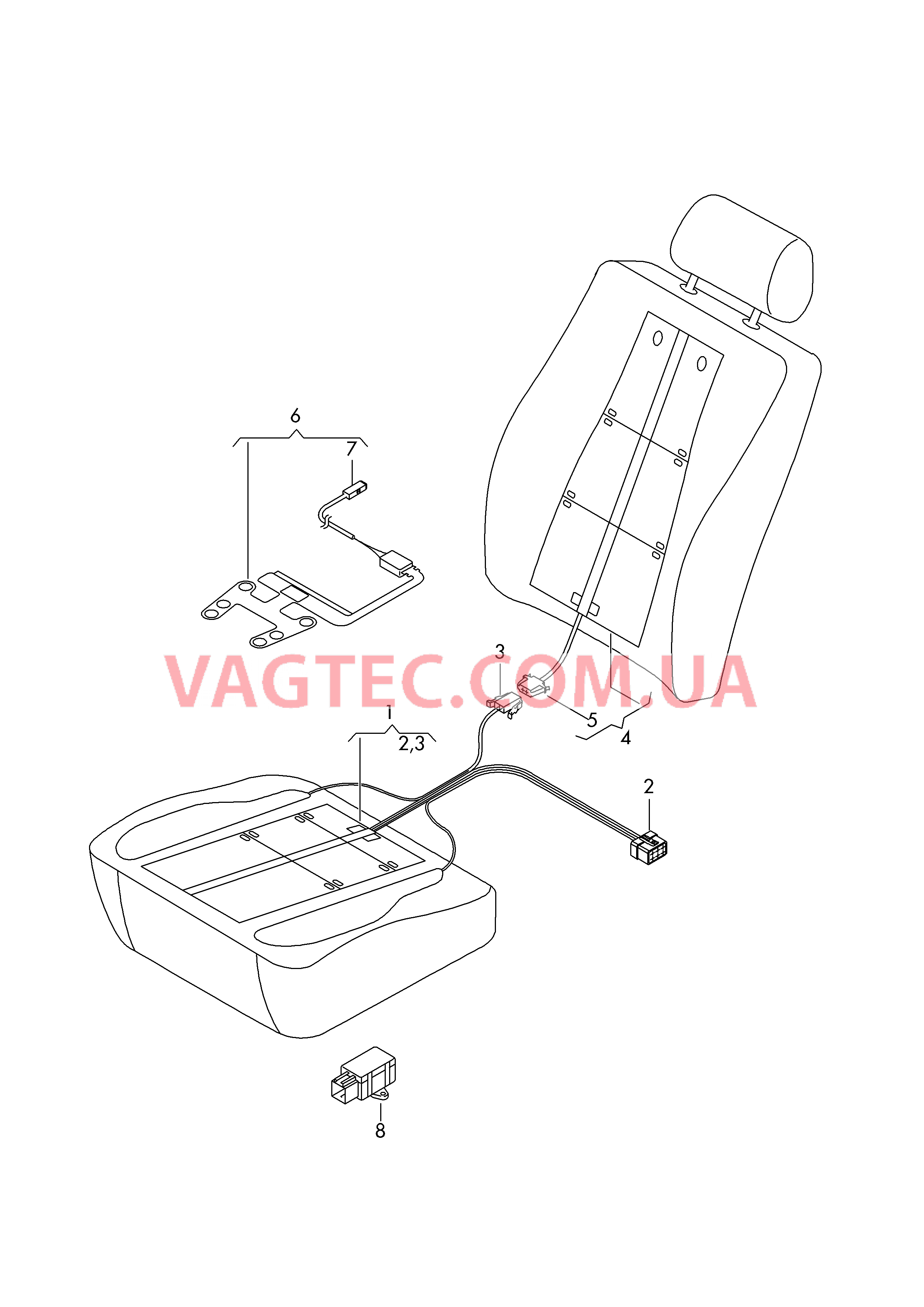 Нагревательный элемент спинки и подушки сиденья  Вставка распознавания занятости сиденья  для AUDI A1 2015