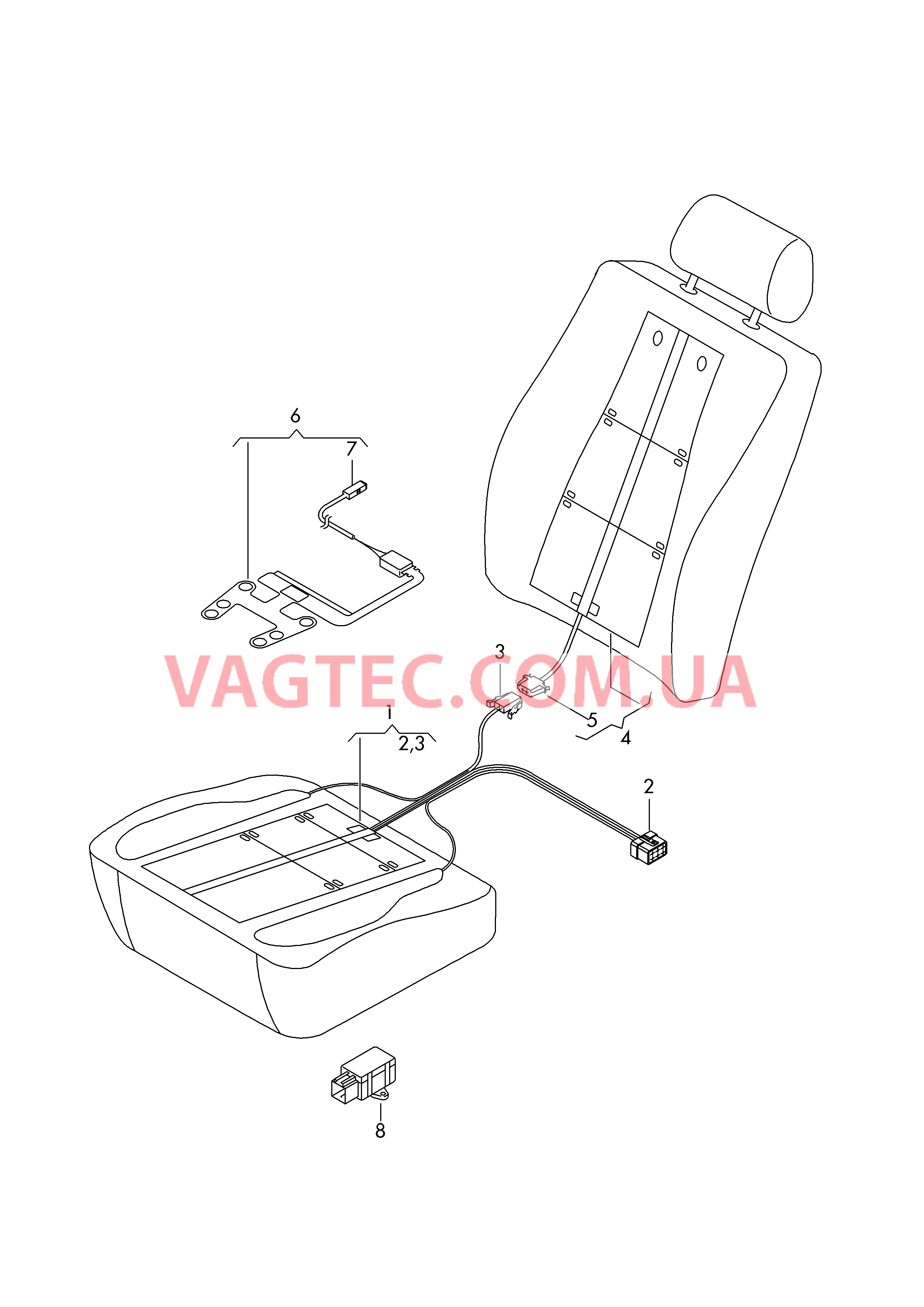 Нагревательный элемент спинки и подушки сиденья  Вставка распознавания занятости сиденья  для AUDI A1 2013