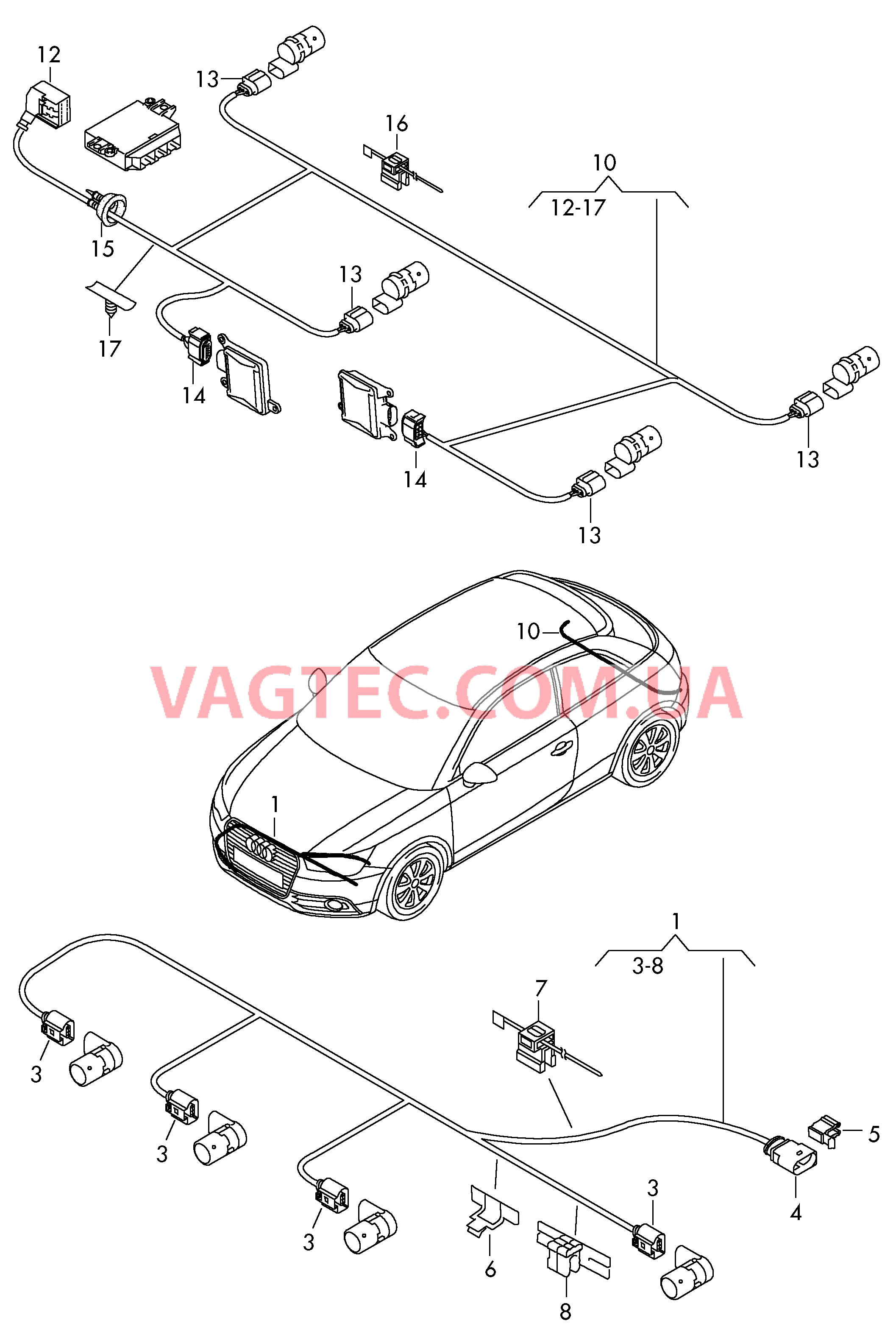 Жгут проводов для ультразвуковых датчиков  Жгут проводов для бампера  для AUDI A1 2014