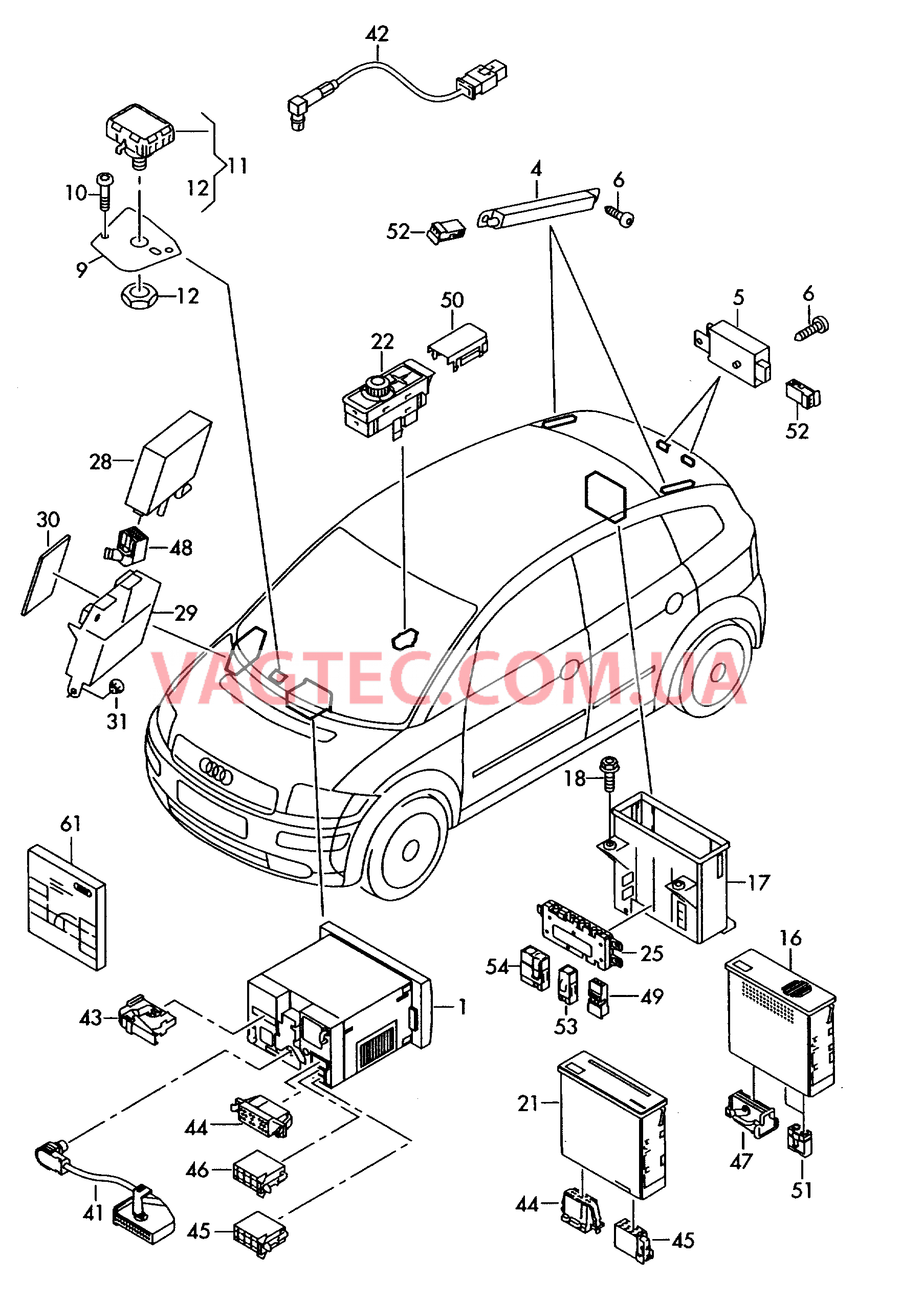 Электродетали для системы навигации с дисплеем в комбинации приборов  для AUDI A2 2002