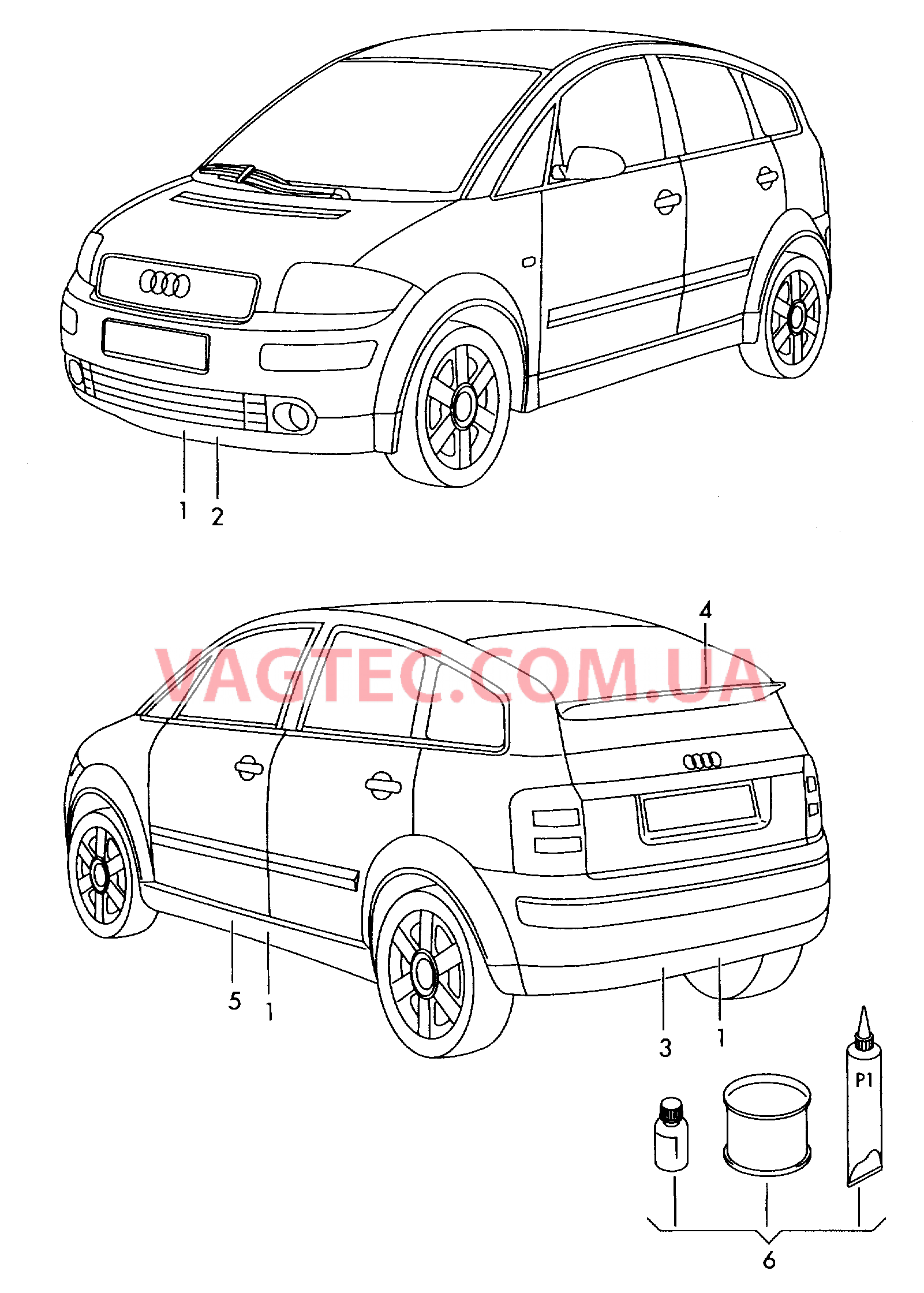 Оригинальные аксессуары Аэродинамический обвес   для AUDI A2 2001