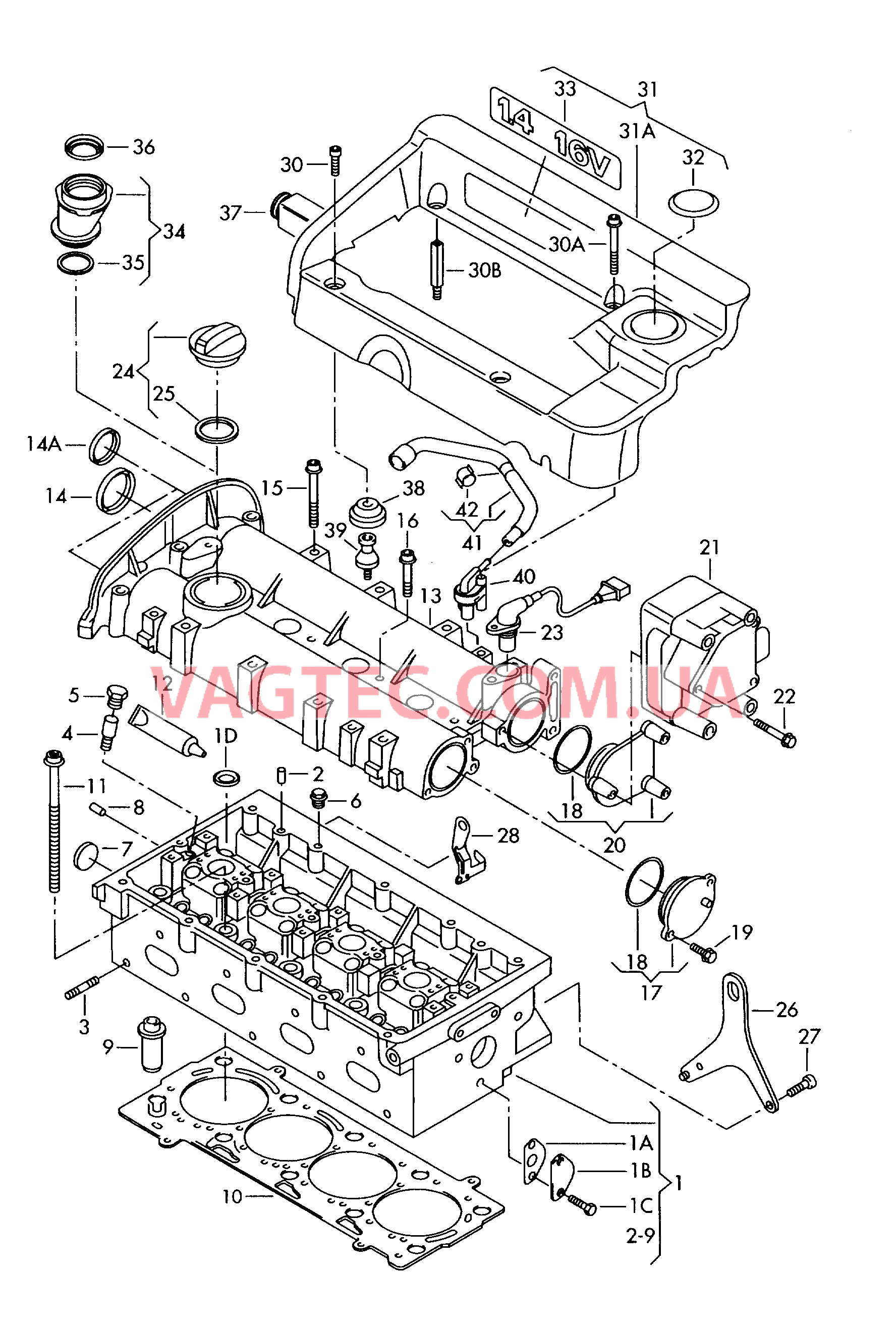 Головка блока цилиндров Крышка ГБЦ Кожух  для SEAT Inca 2002