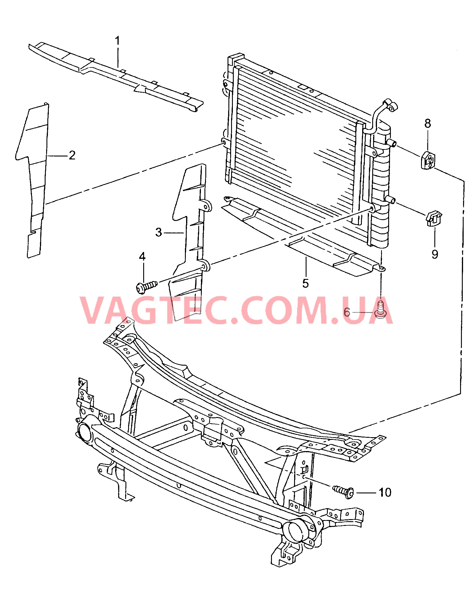 Кожух для радиатора ОЖ Трубопровод пневмосистемы  для VOLKSWAGEN Caddy 2002