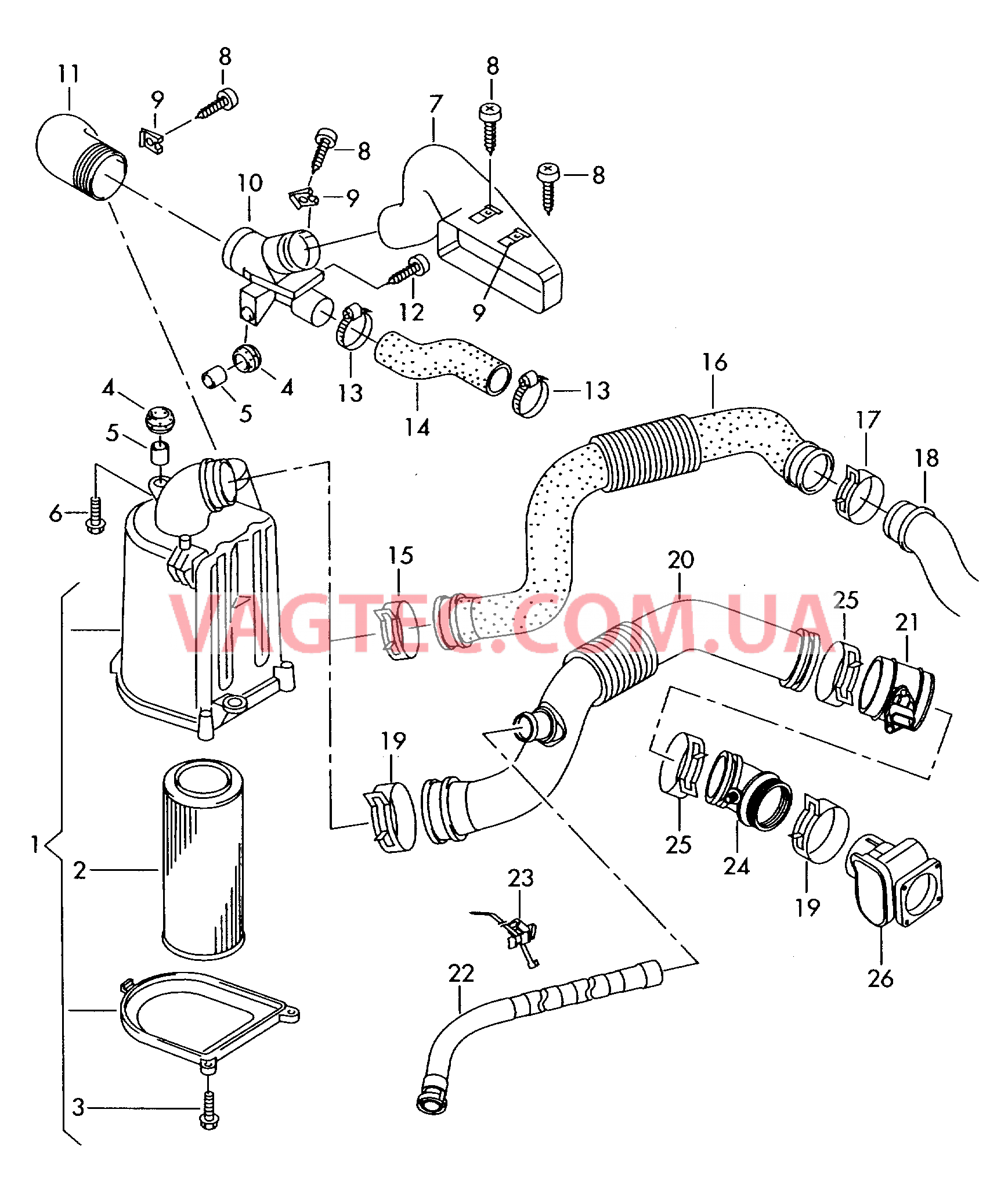 Возд. фильтр с сопутств. деталями  Патрубок впускного тракта Расходомер воздуха  для AUDI A2 2003