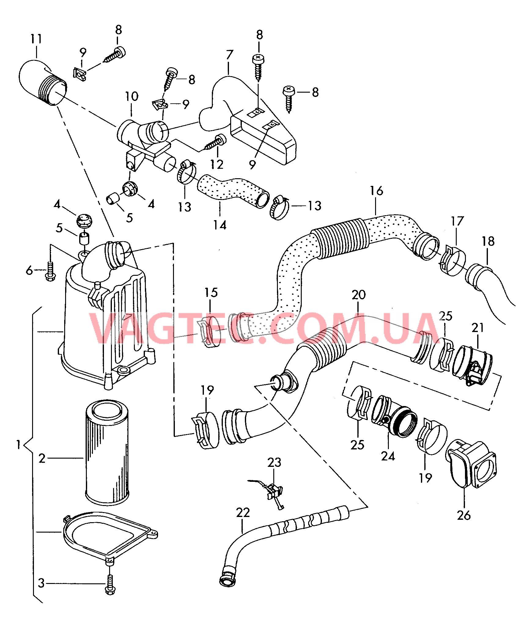 Возд. фильтр с сопутств. деталями  для AUDI A2 2002