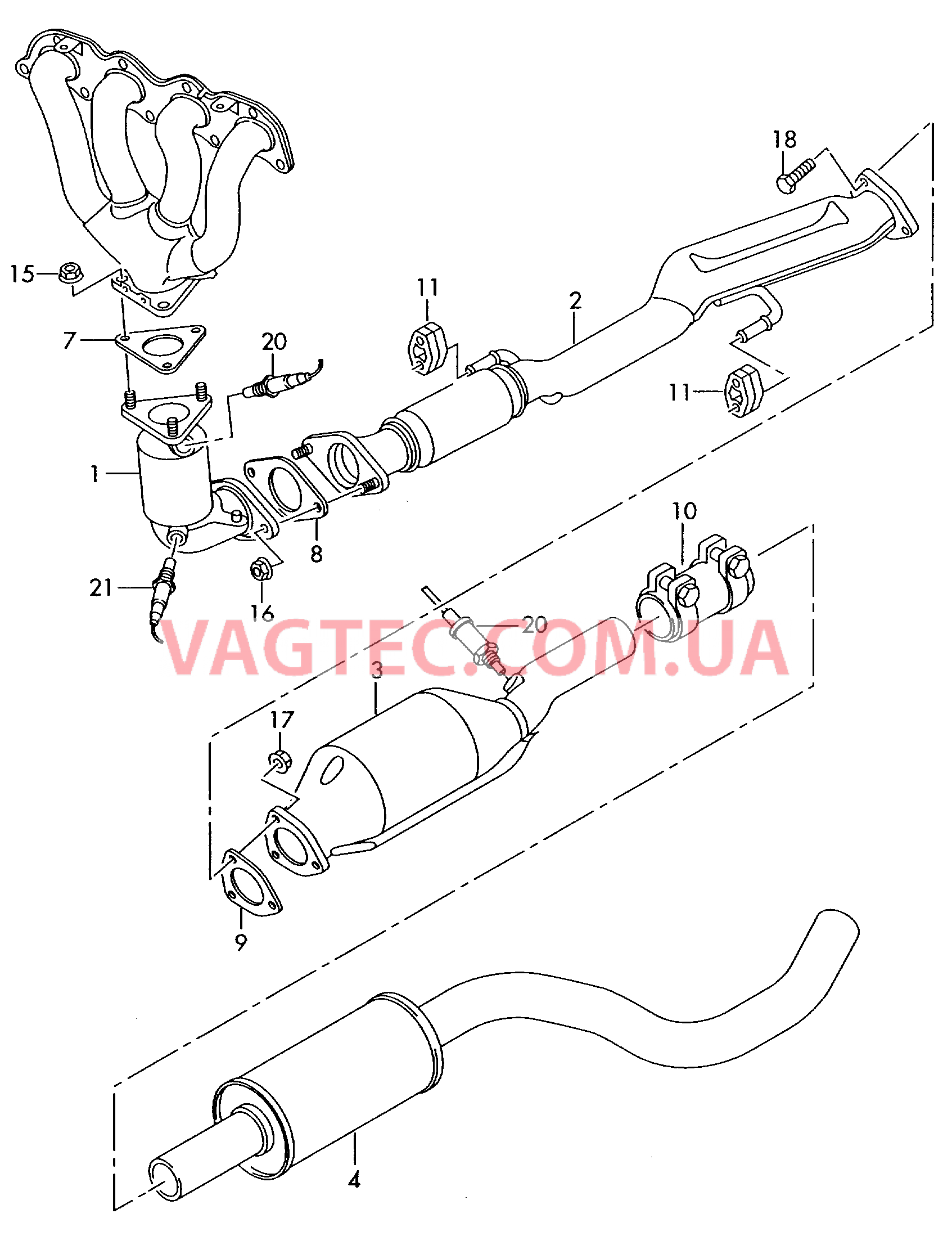 Труба ОГ с предв.нейтрализат.  для AUDI A2 2001