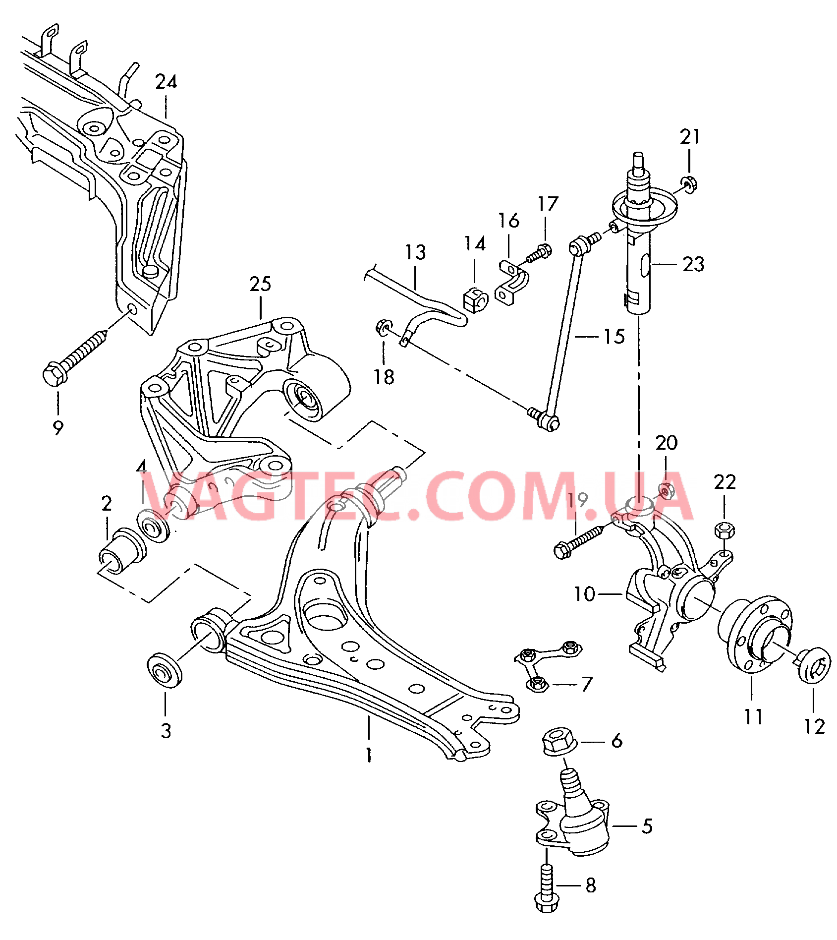 Рычаг подвески, поперечный Поворотный кулак Стабилизатор F 8Z-3-019 683>> для AUDI A2 2003