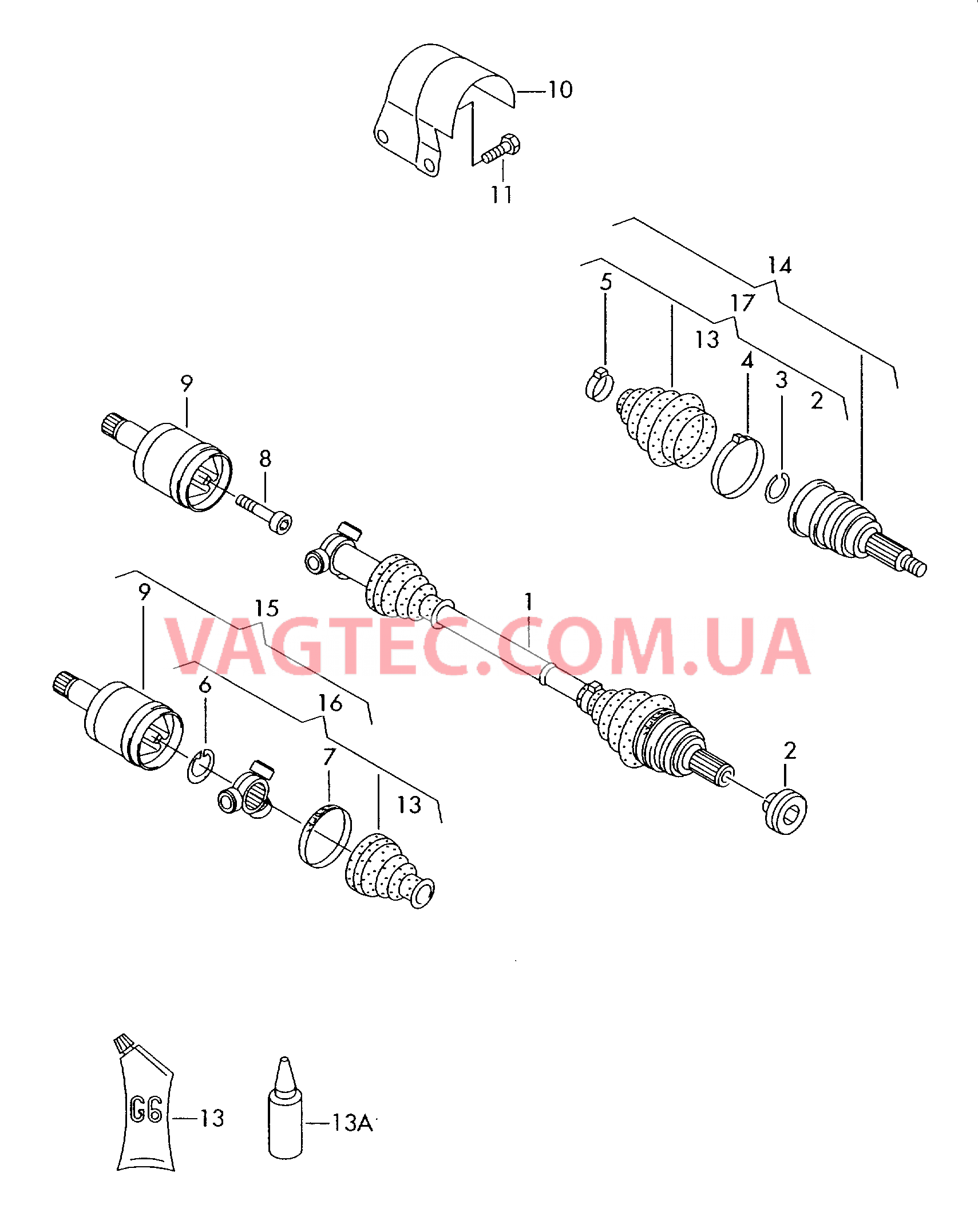 Приводной вал  для AUDI A2 2004