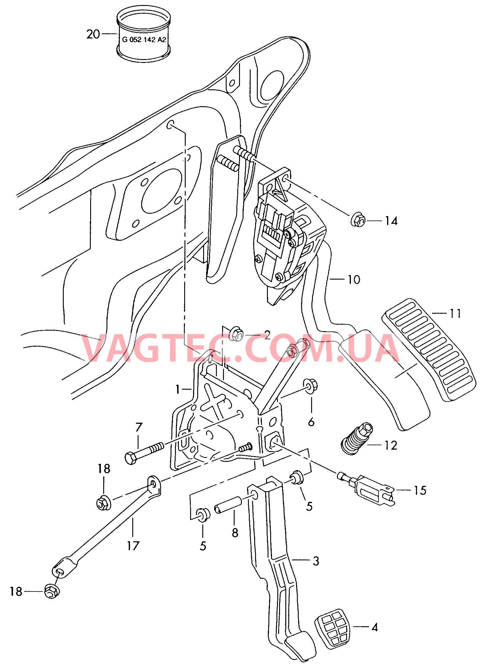 Педаль акселератора с электронным модулем  для AUDI A2 2001