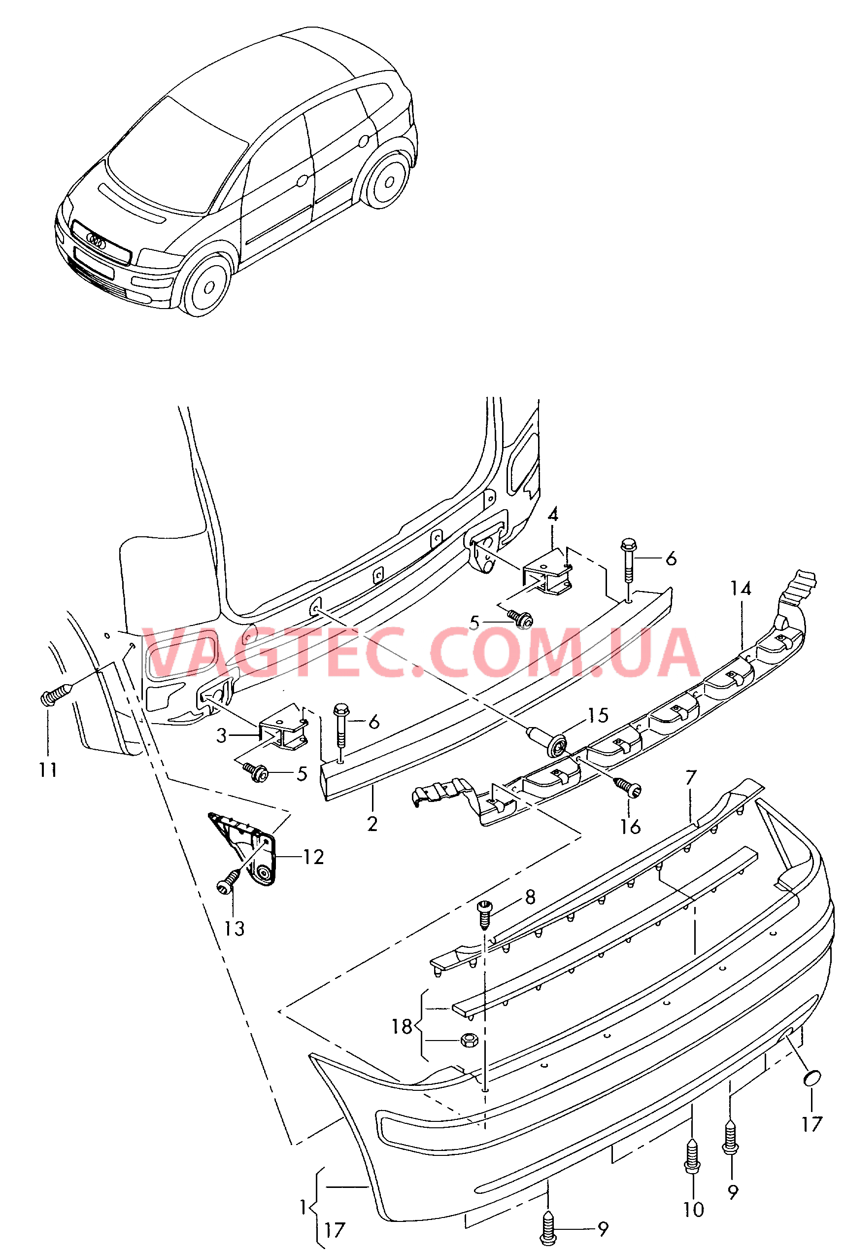 Бампер Защитный брус  для AUDI A2 2003