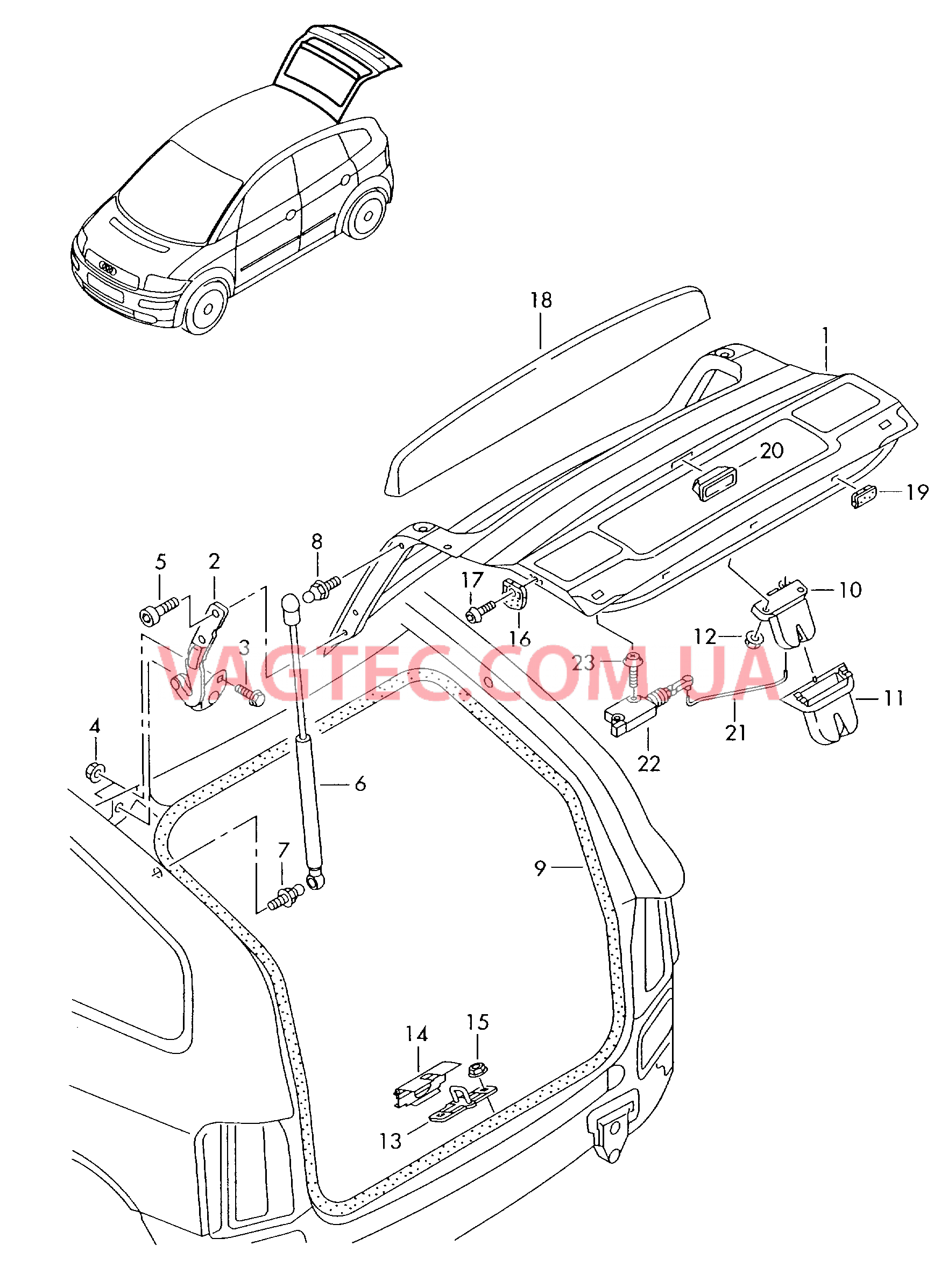 Крышка багажного отсека  для AUDI A2 2003