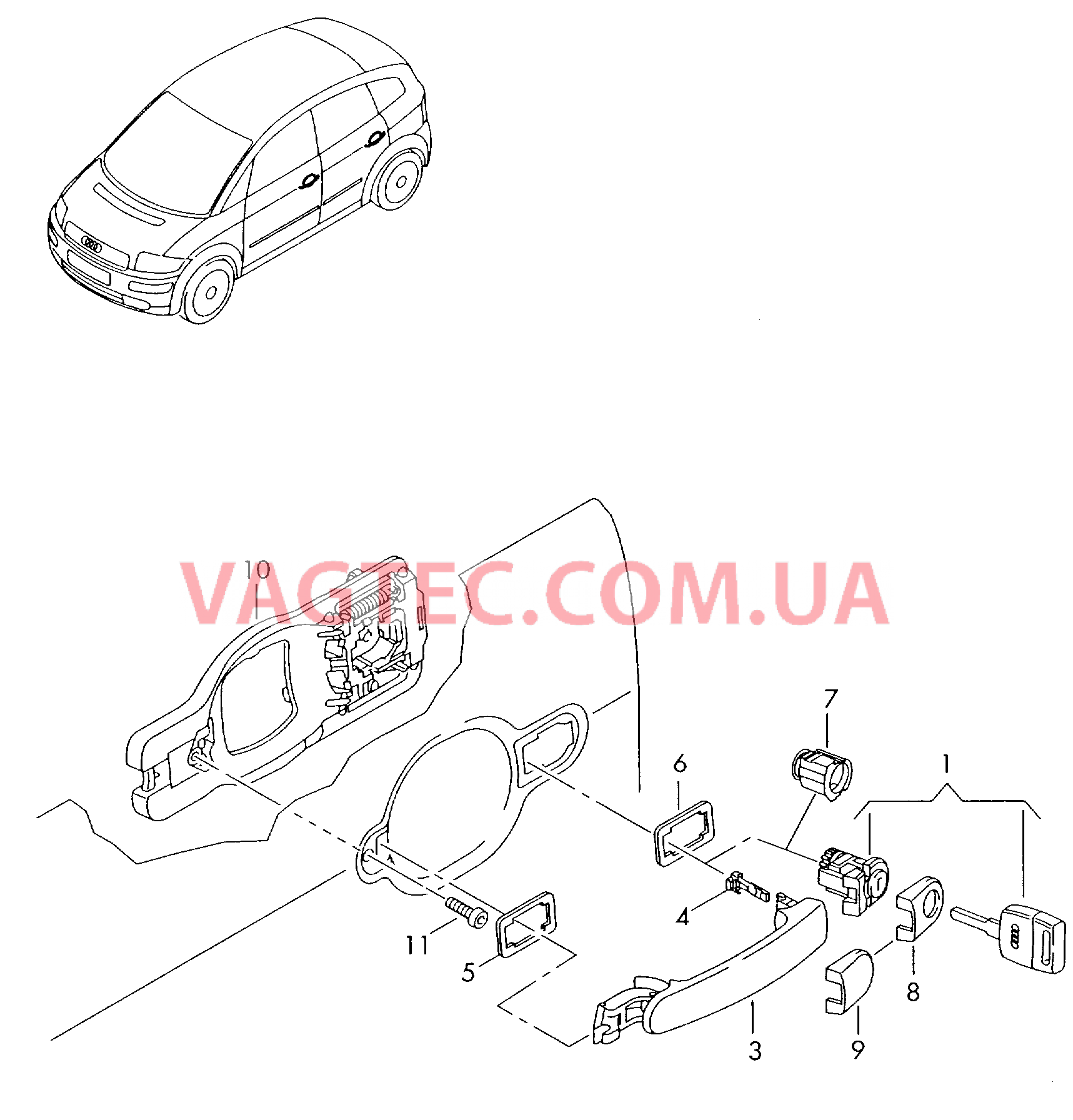  AUDI A2 Ручка двери снаружи  для AUDI A2 2000