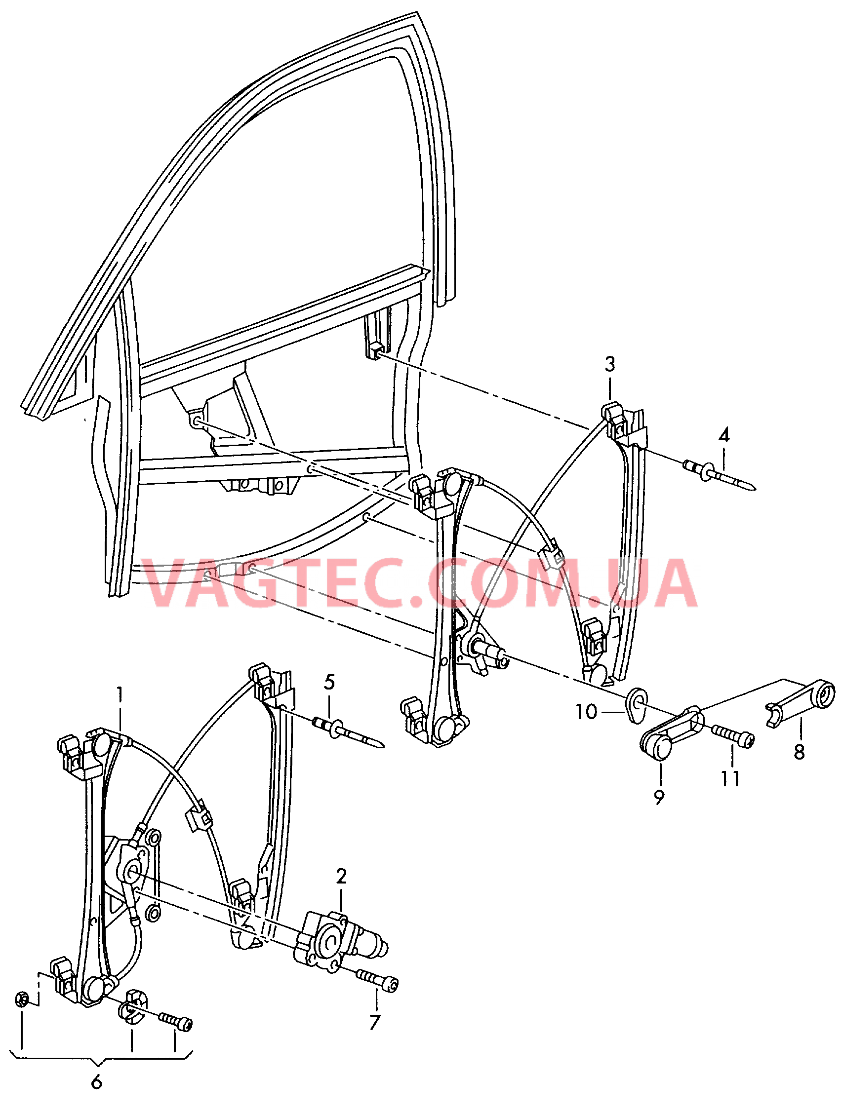 Cтеклоподъемник  для AUDI A2 2001