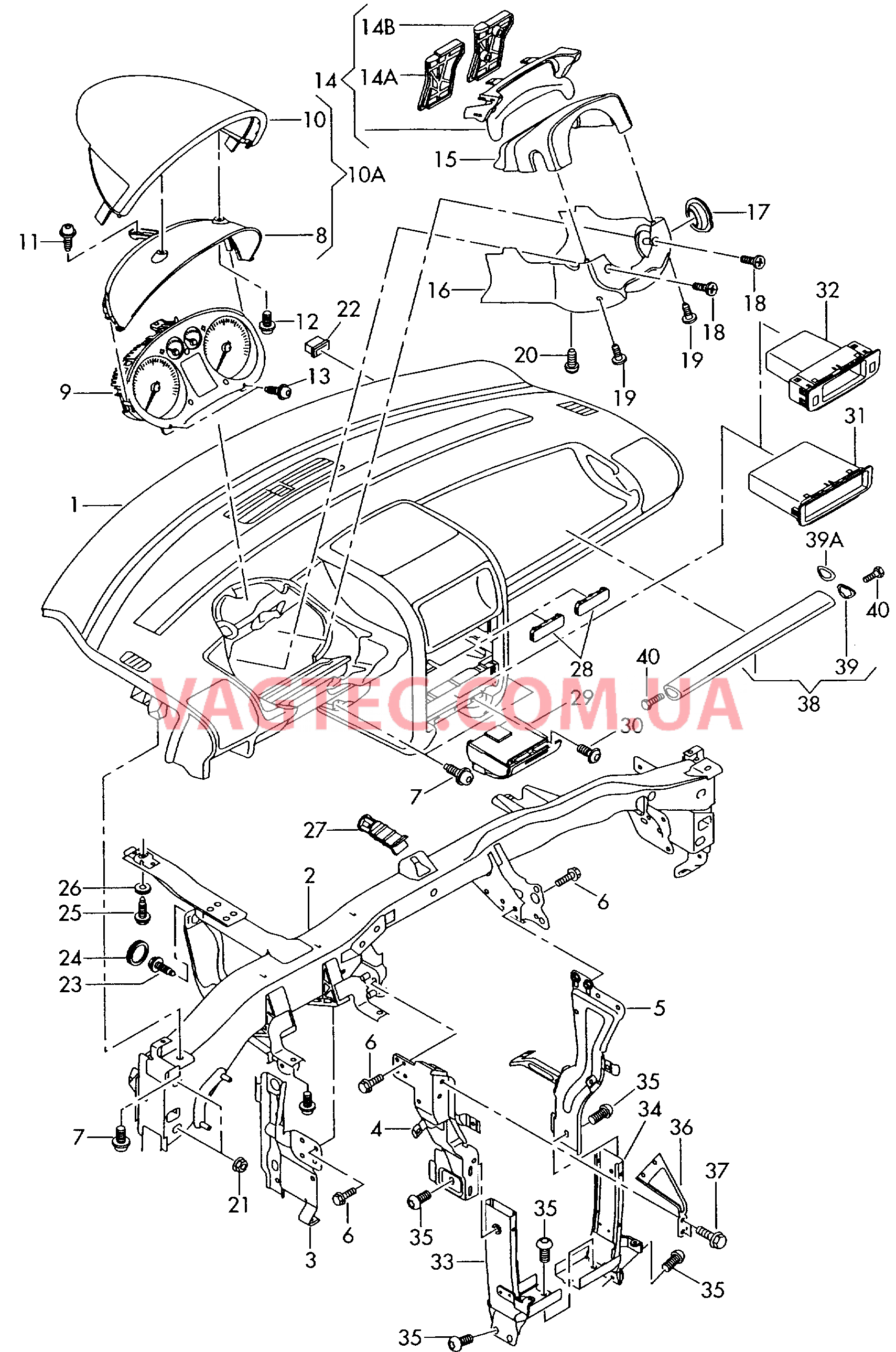 Панель приборов Детали, встроен. в пан. приб. Ручка  для AUDI A2 2003