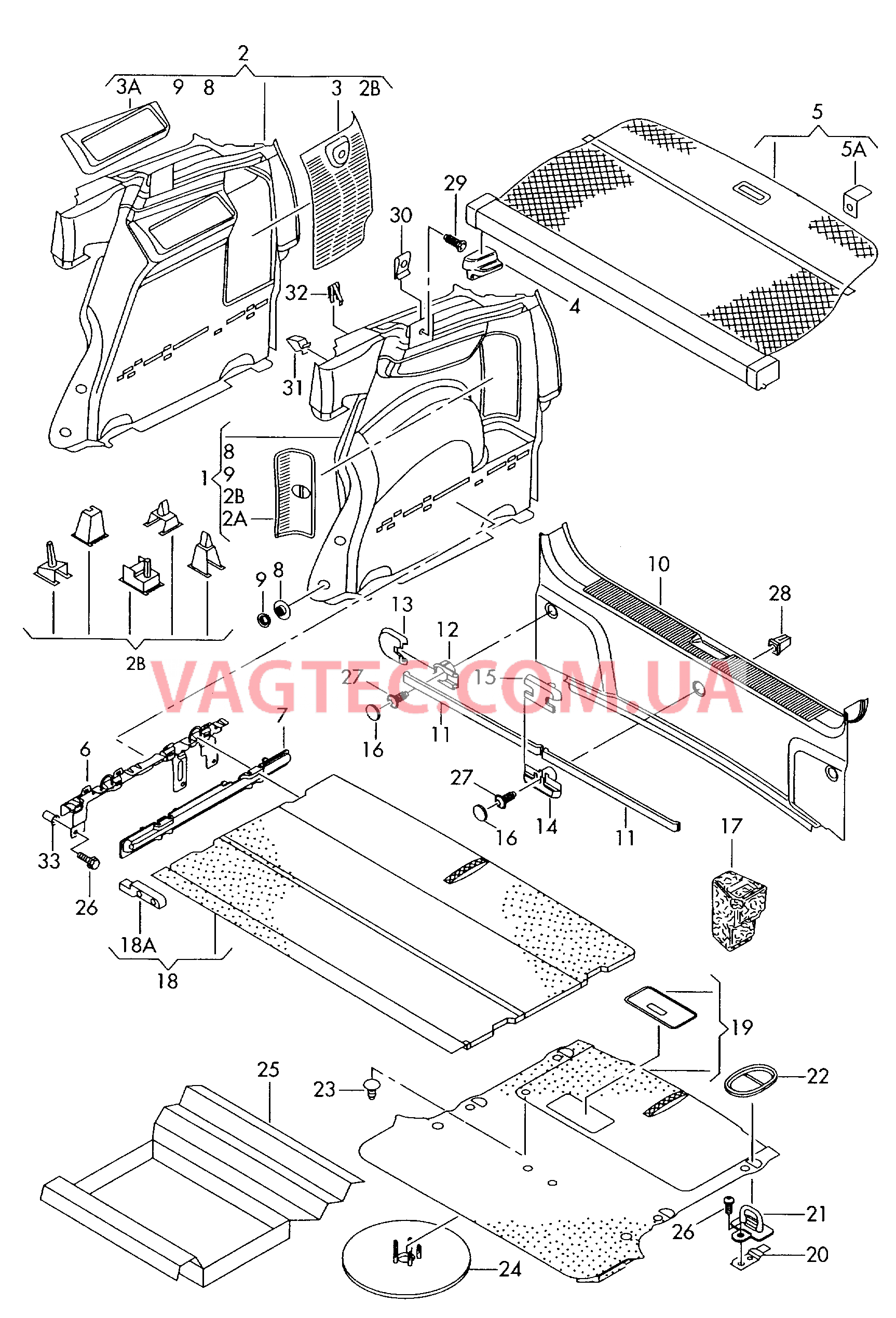 Обшивки багажника Облицовка задней панели  Коврик багажника  для AUDI A2 2003