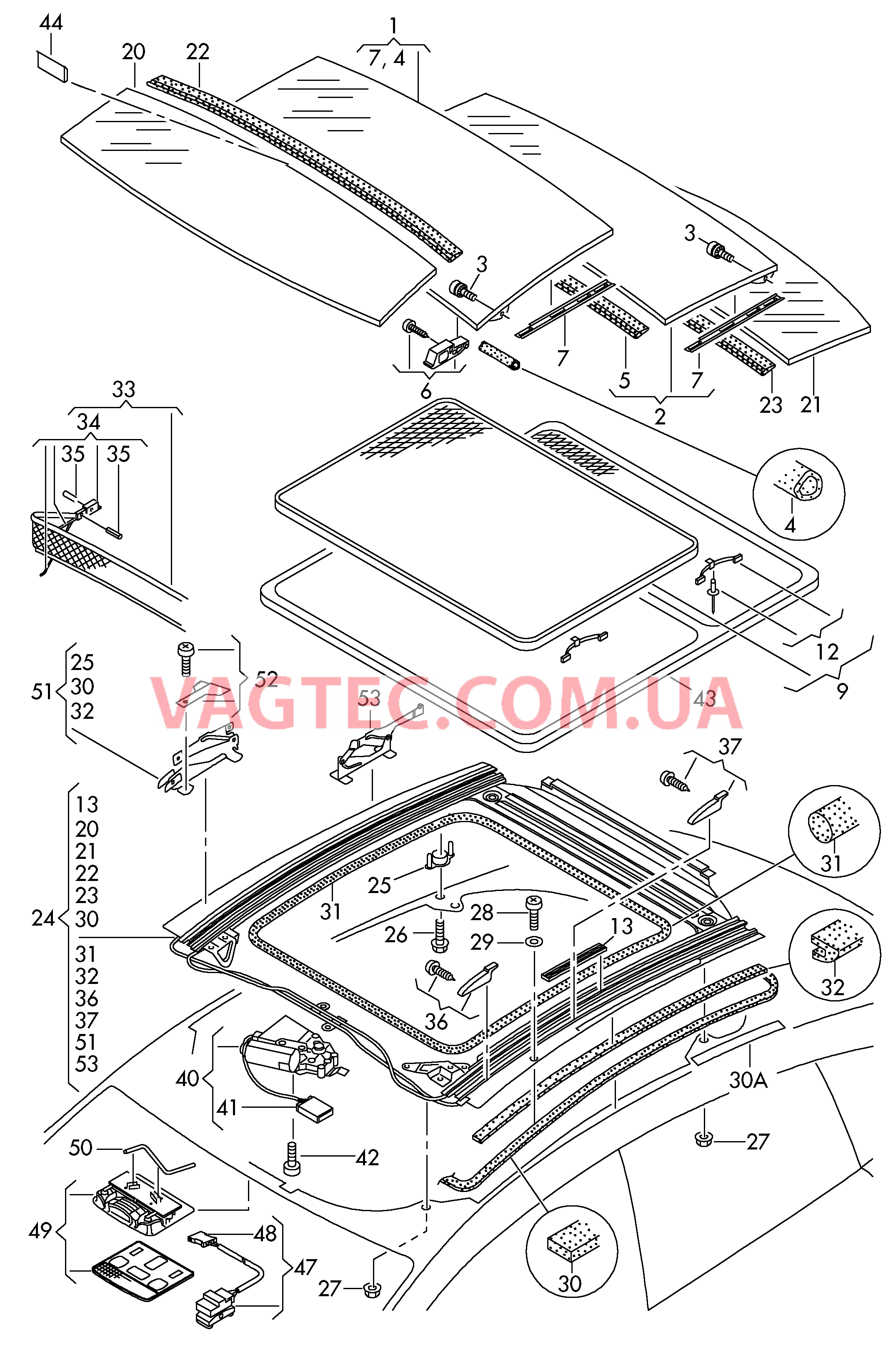 Cдвижной люк с двойн. стеклом  для AUDI A2 2004