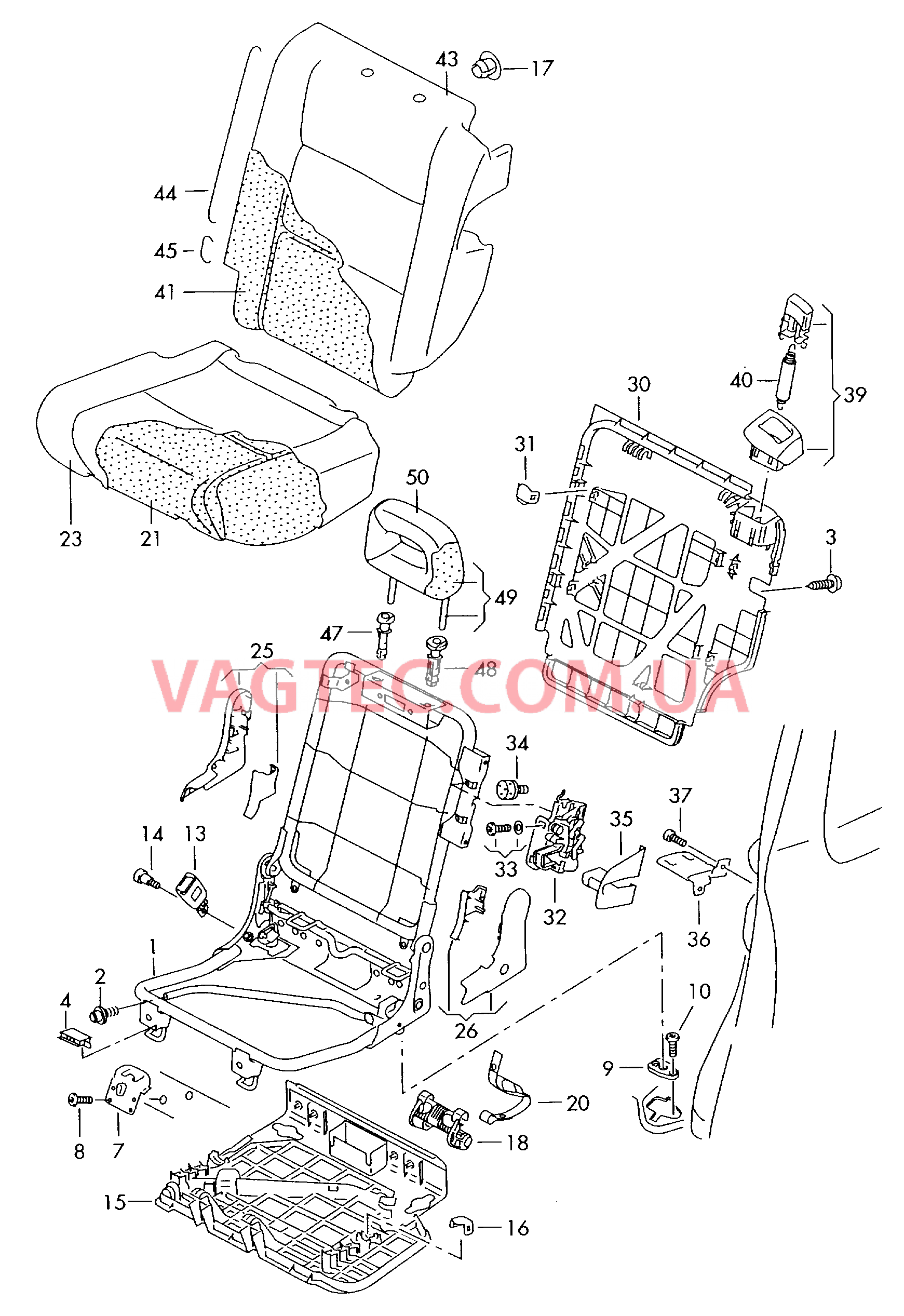 Cиденья, опрокидывающееся, в сборе со спинкой  для AUDI A2 2004