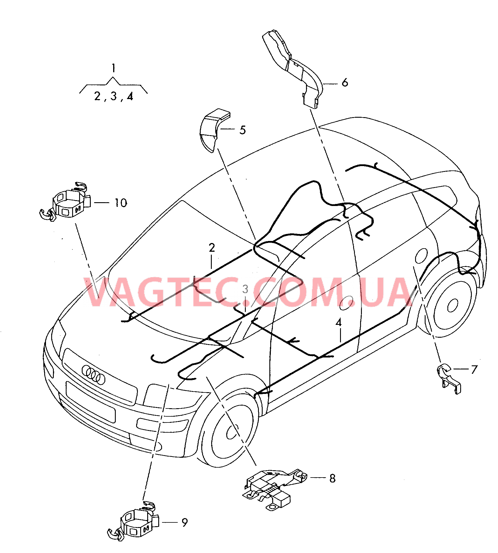 Центральный жгут Крепёжные детали  для AUDI A2 2002