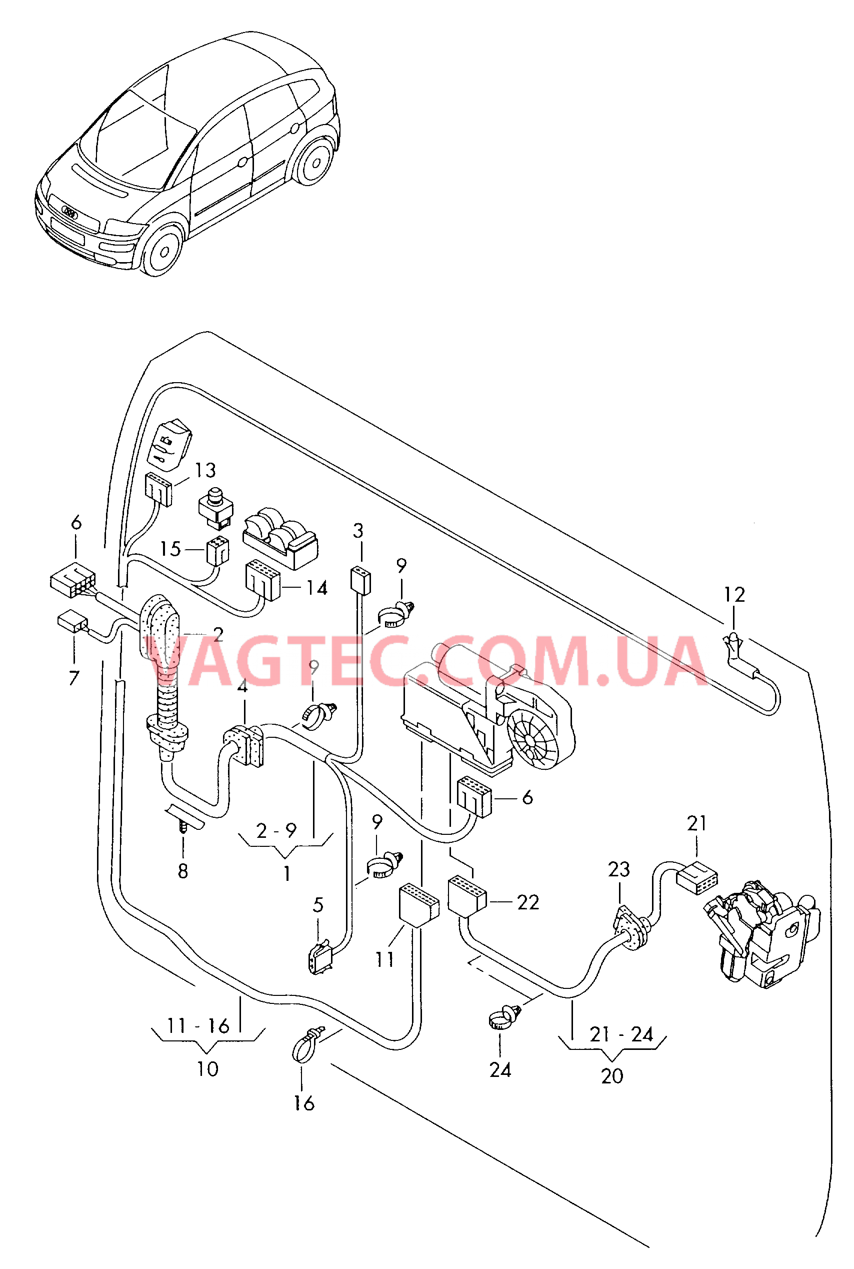 Жгут проводов двери  для AUDI A2 2003