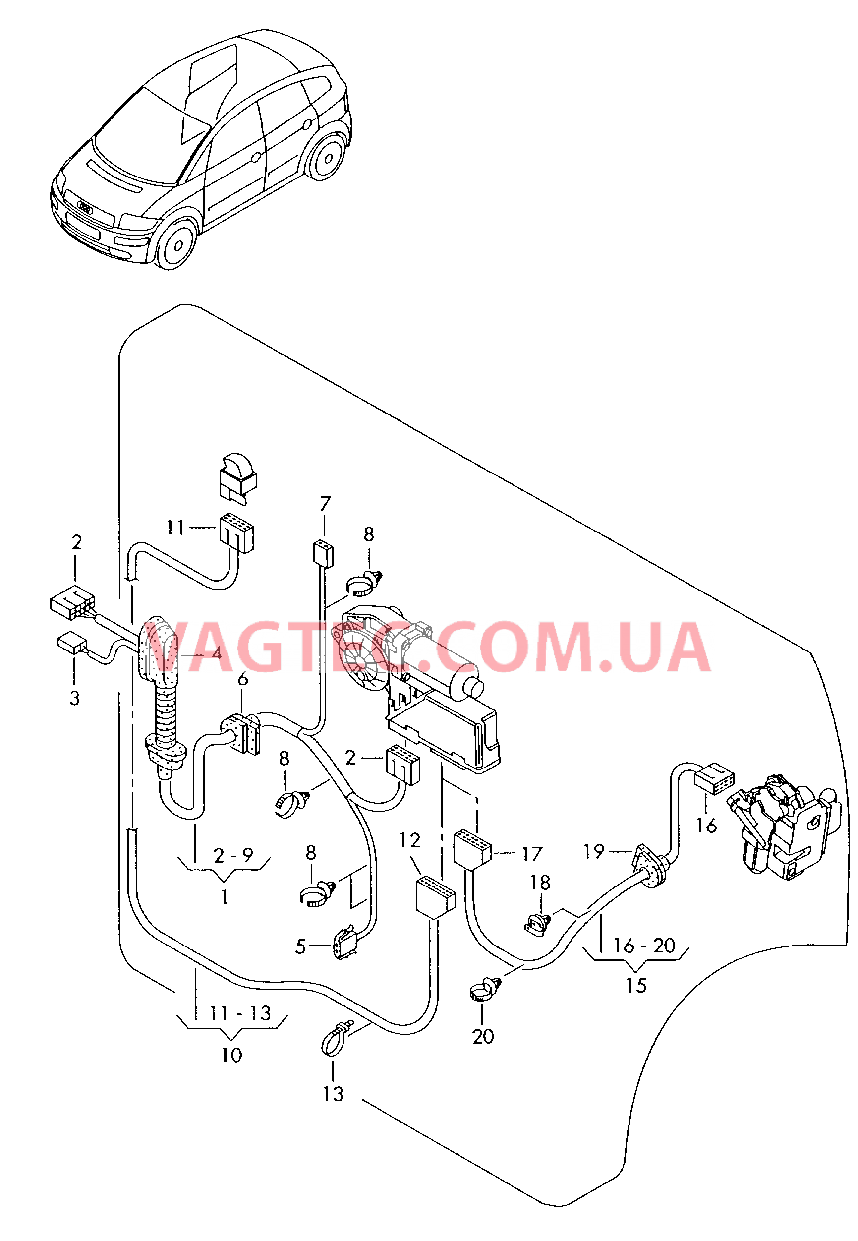 Жгут проводов двери  для AUDI A2 2003