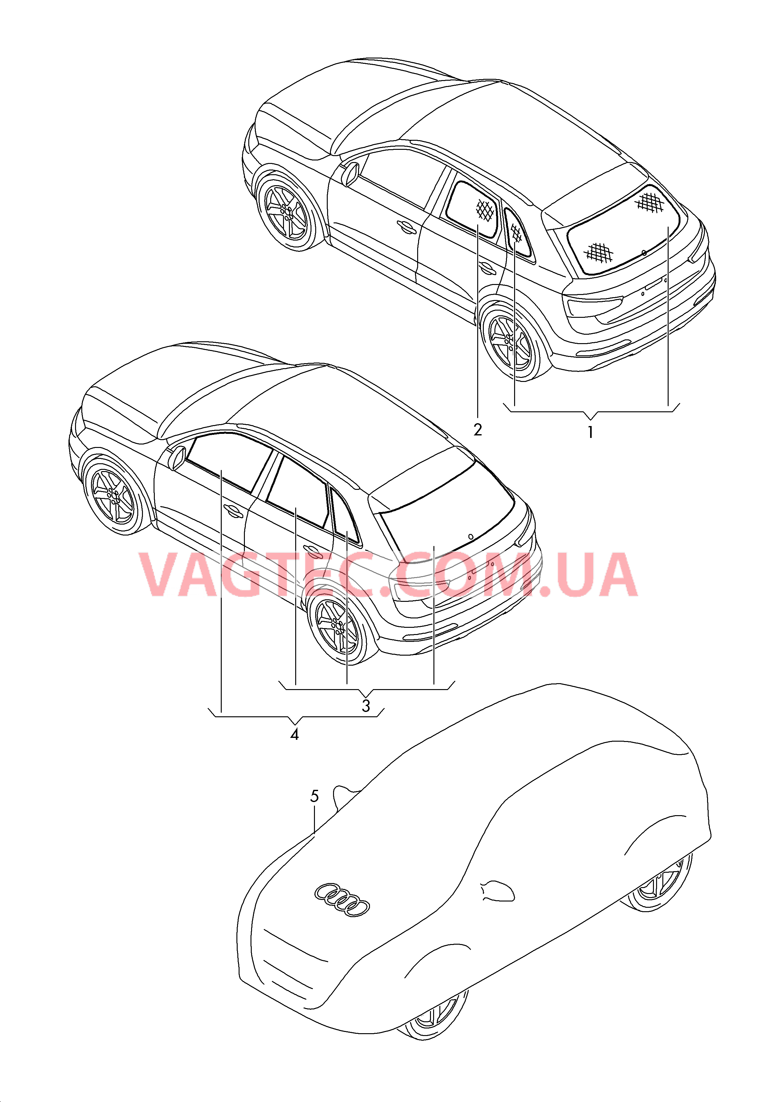  AUDI Q5 Оригинальные аксессуары Защита от дневного света Солнцезащитная плёнка Тент  для AUDI Q5 2009